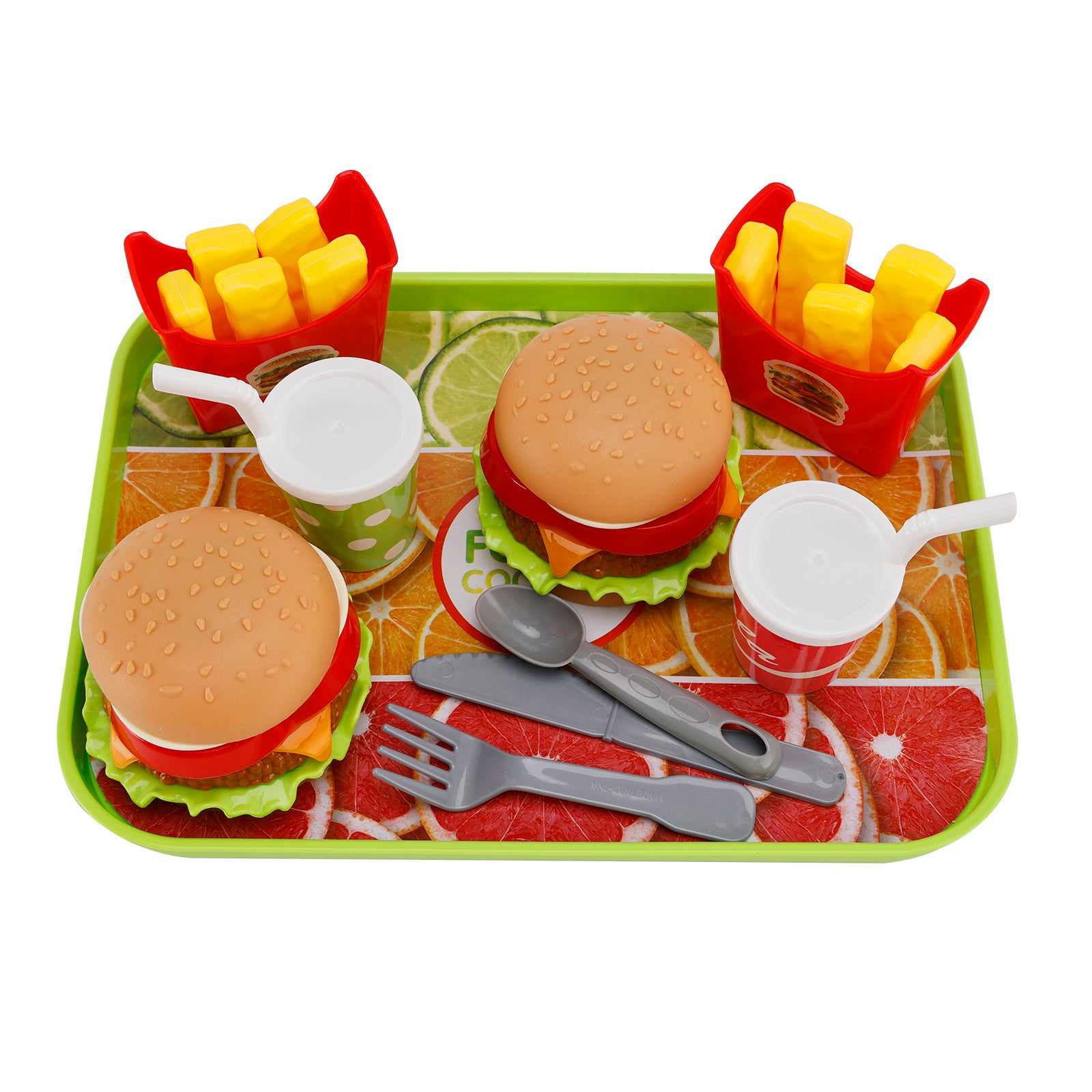 Hamburger Wafels Frietjes Drinken Speelvoedsel Doe alsof speelgoed Keukenset Kinderspeelgoedset