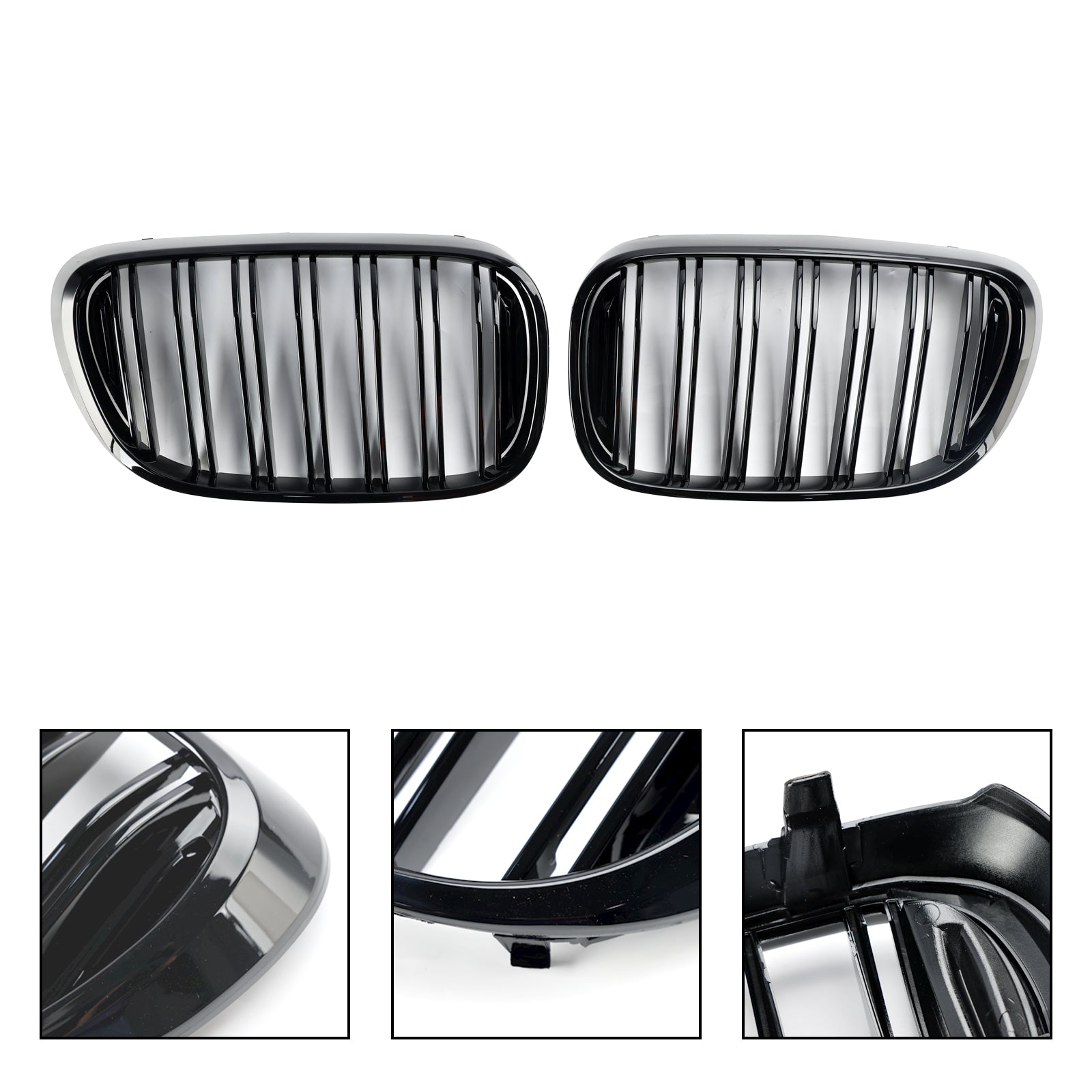 Black 2 Slat Front Kidney Grill Grille Fit For BMW 7 Series G11 G12 2016-18 Pre-LCI