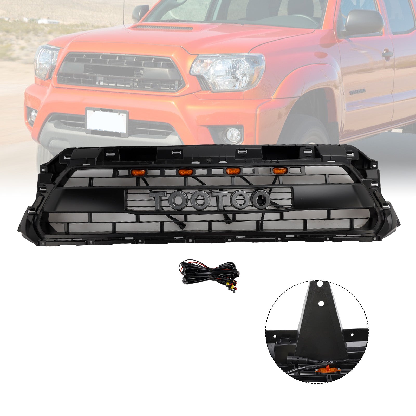 Front Honeycomb Grill Grille PTR54-35150 Fit Toyota Tacoma 2012-2015 TRD PRO