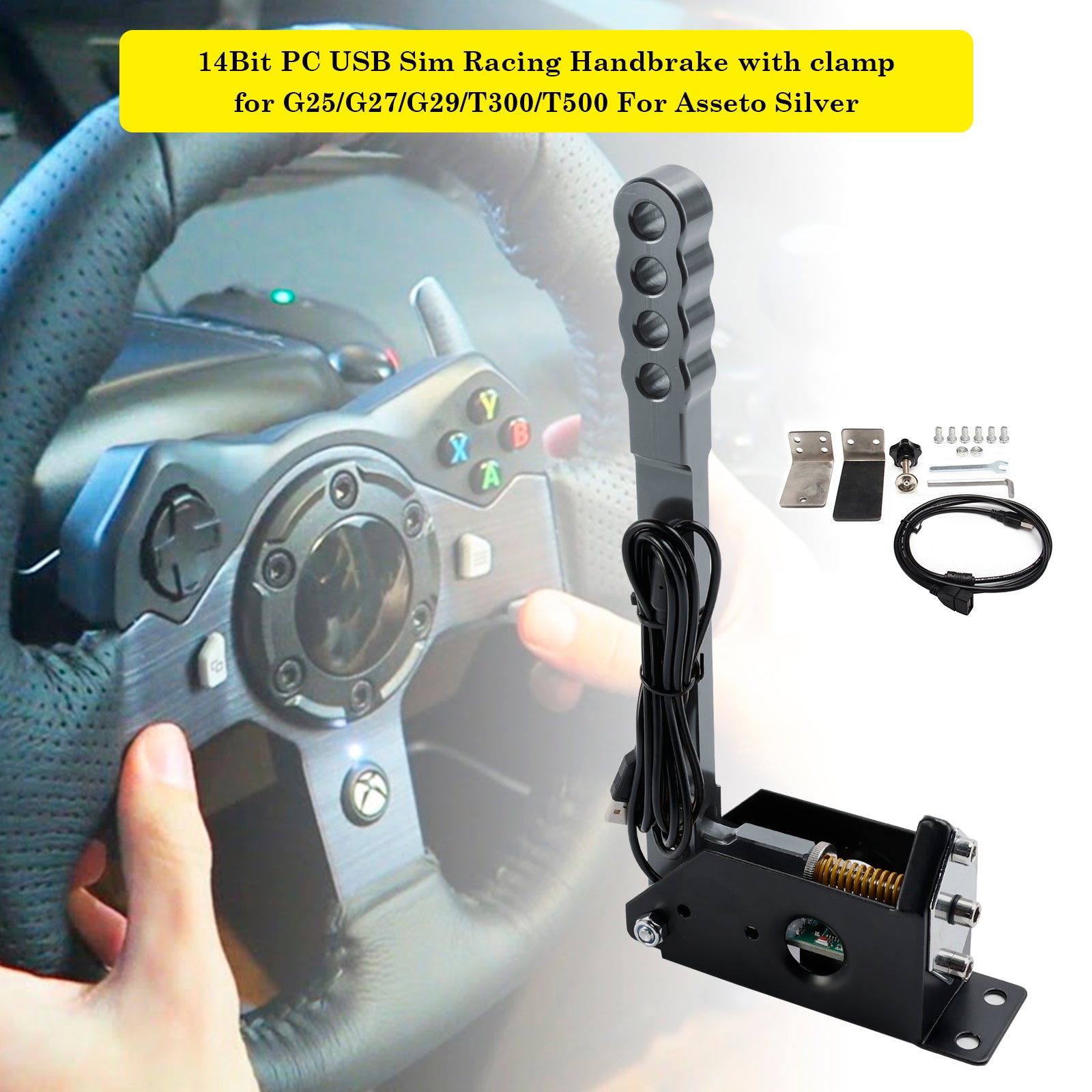 14Bit PC USB Sim Racing Handbrake with clamp For Asseto for G27/G29/T300/T500