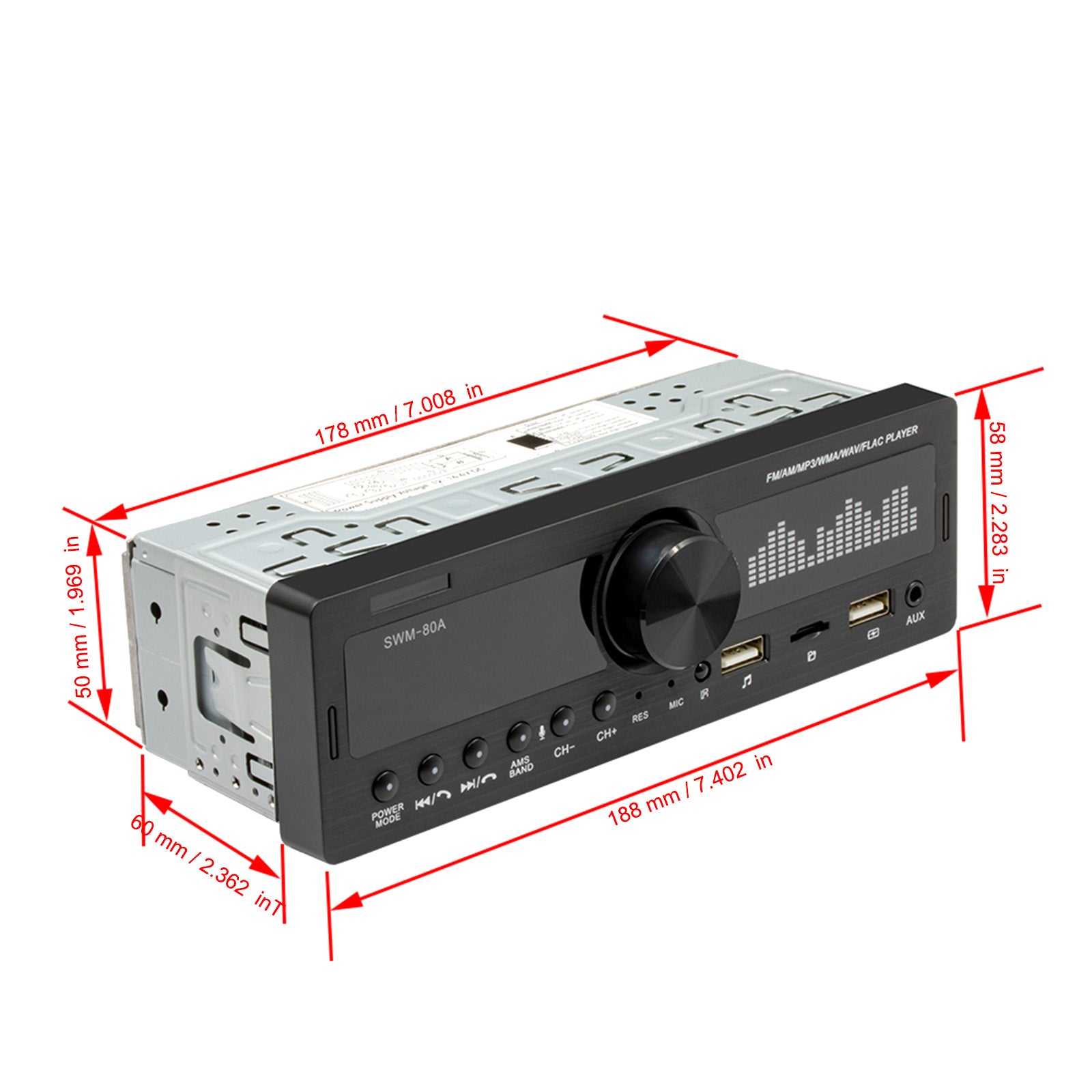 SWM-80A 1 DIN autoradioradio met ondersteuning voor positionering MP3-speler Bluetooth FM AM