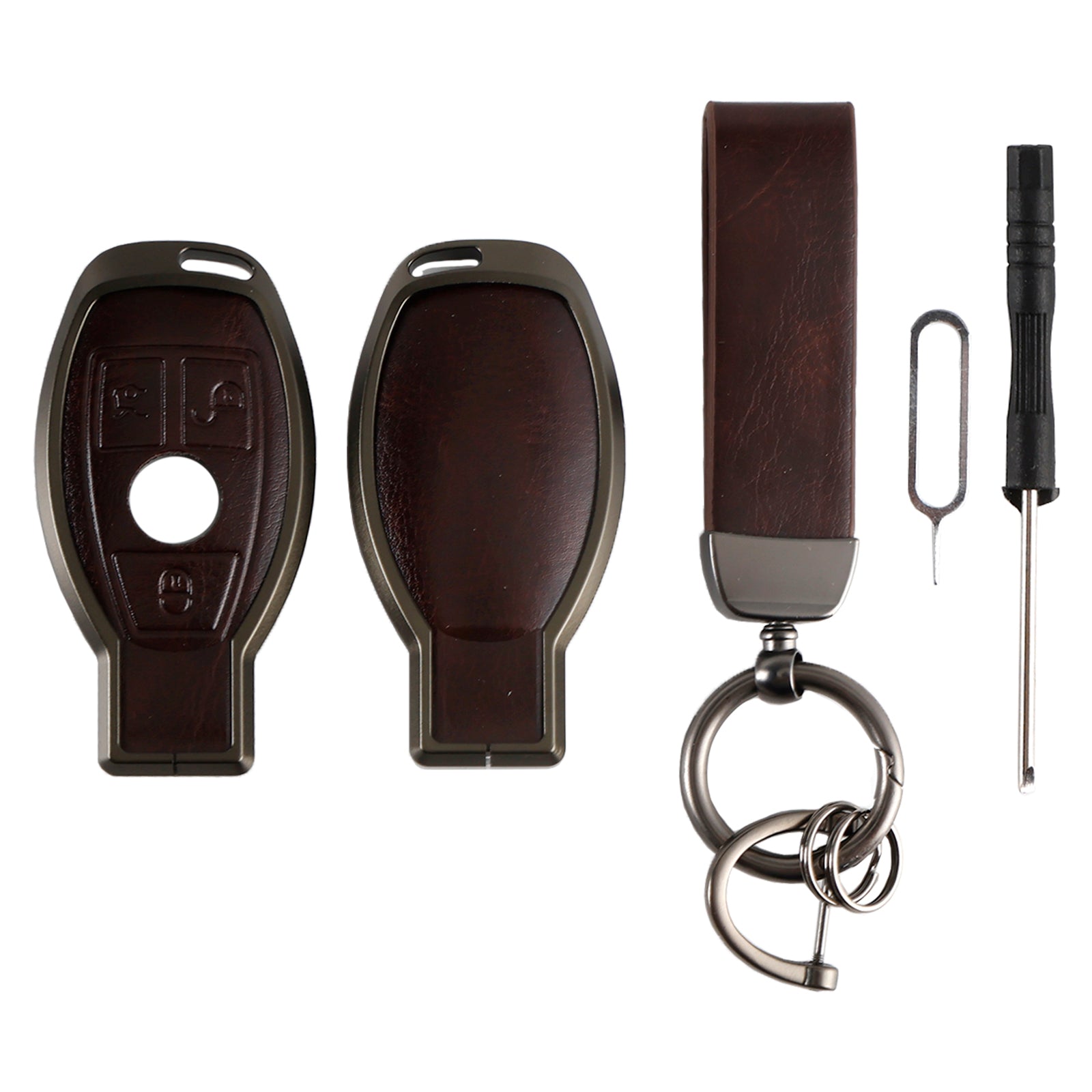 Étui marron pour clé de voiture en alliage d'aluminium TPU, housse pour Benz GLC GLK CLS GLA CLA AMG