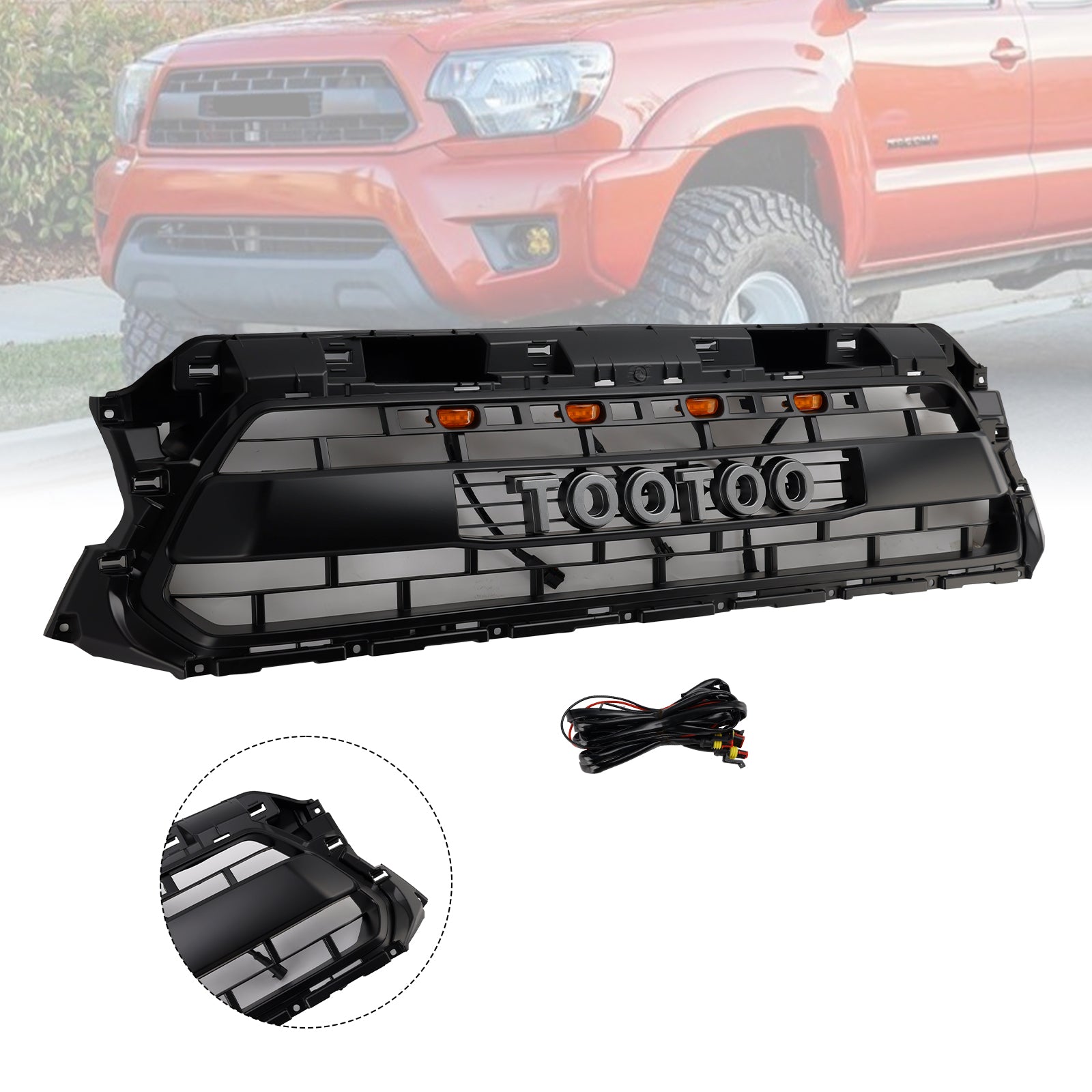 Front Honeycomb Grill Grille PTR54-35150 Fit Toyota Tacoma 2012-2015 TRD PRO