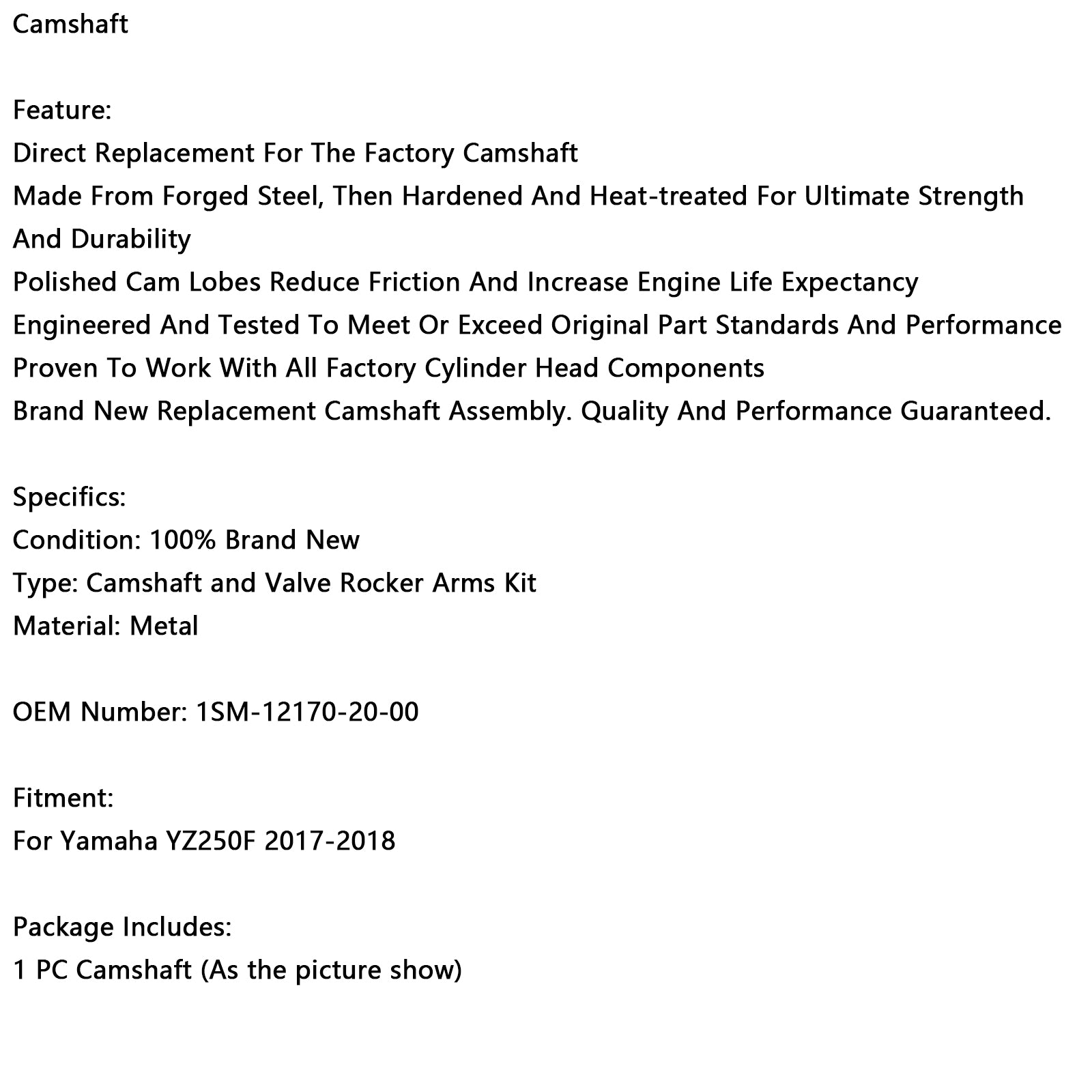 2017-2018 YAMAHA YZ250F CAMSHAFT ROCKER ARM 1SM-12170-20-00