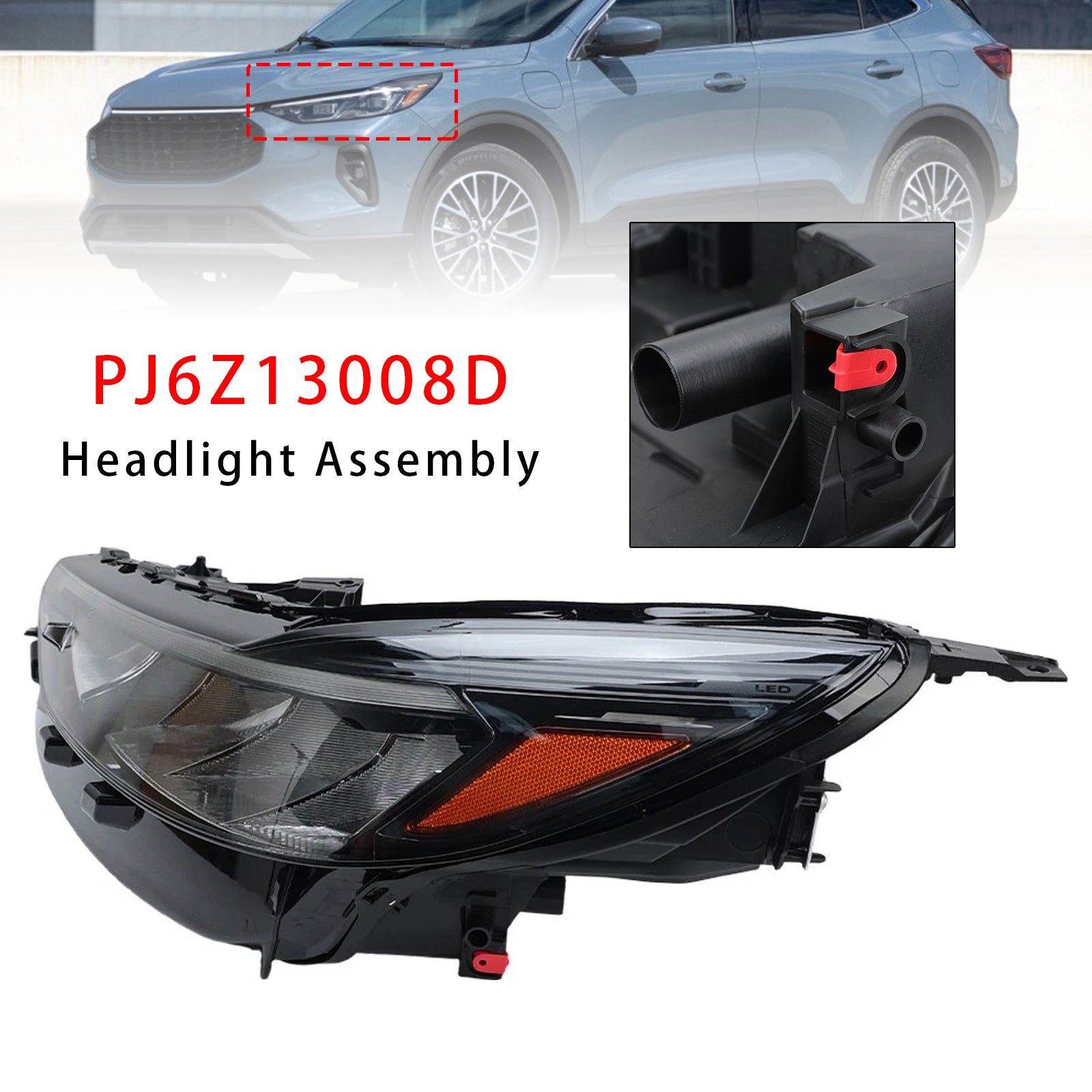 Left LED Headlight Assembly PJ6Z13008D For Ford Escape 2023-2025