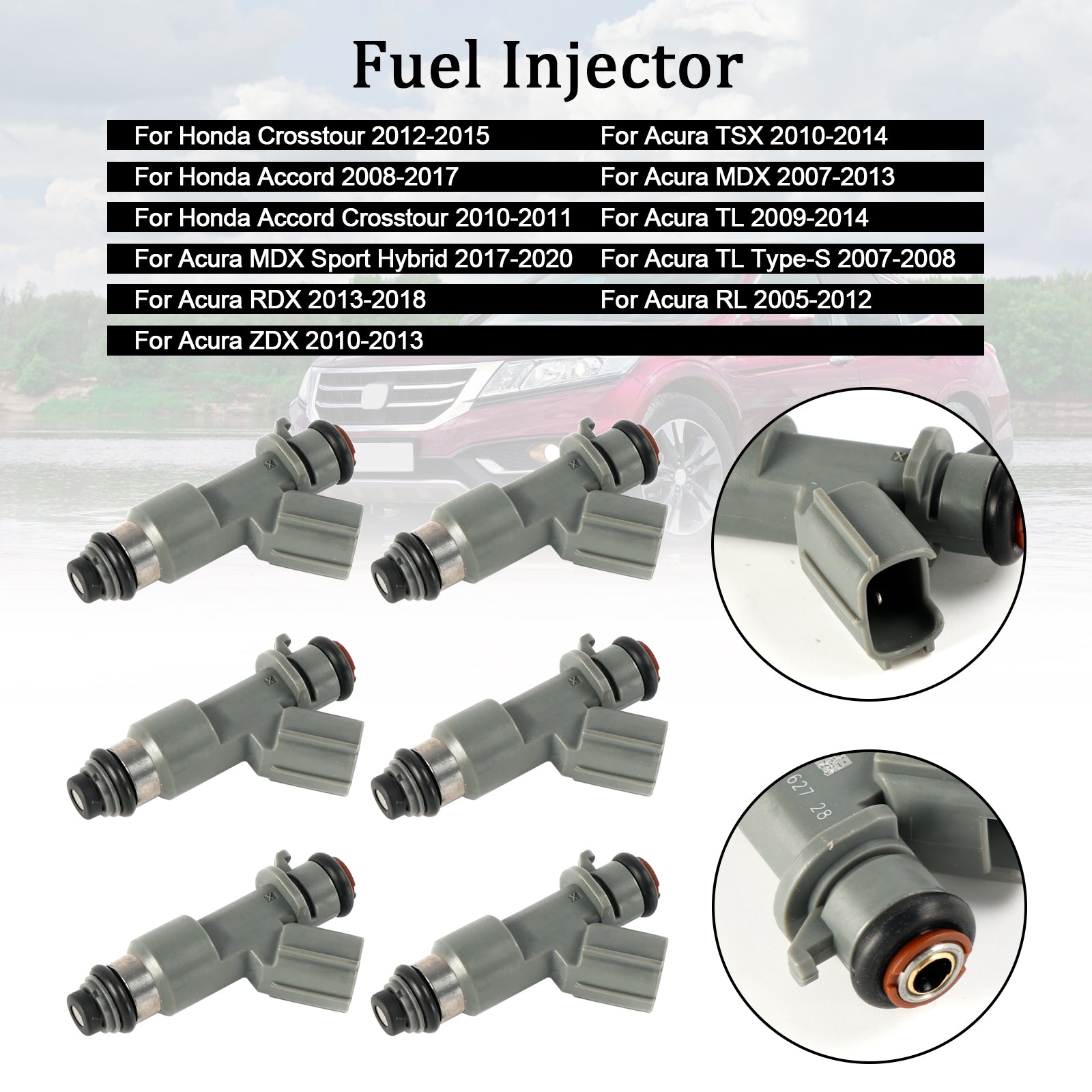 2012-2015 Honda Crosstour 6PCS Fuel Injector 16450-R70-A01