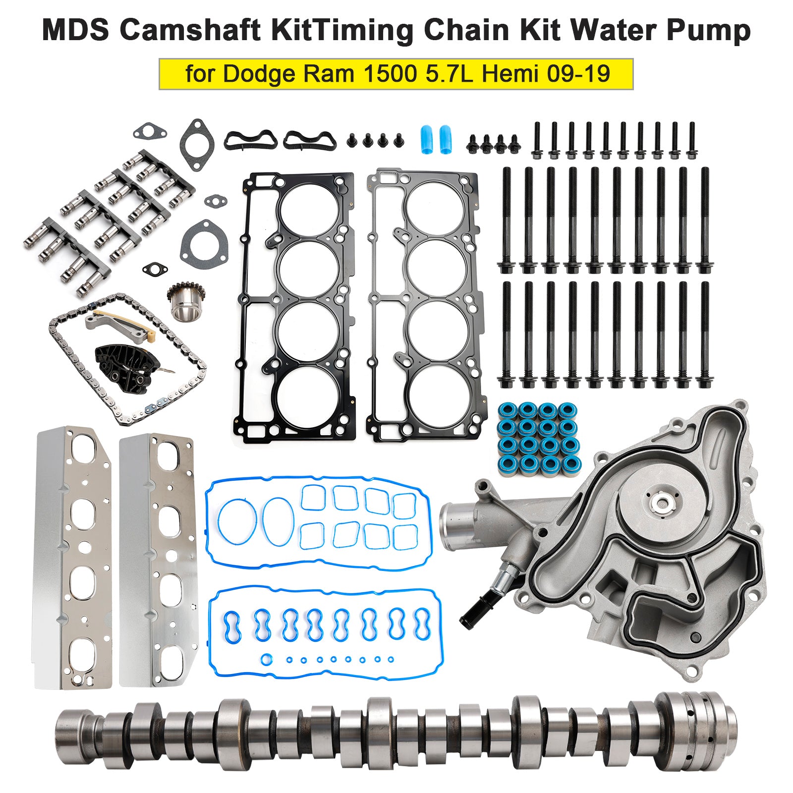 MDS kamaksel Kit Timing Chain Kit Water Pump Fit for Dodge Ram 1500 5.7L Hemi 09-19
