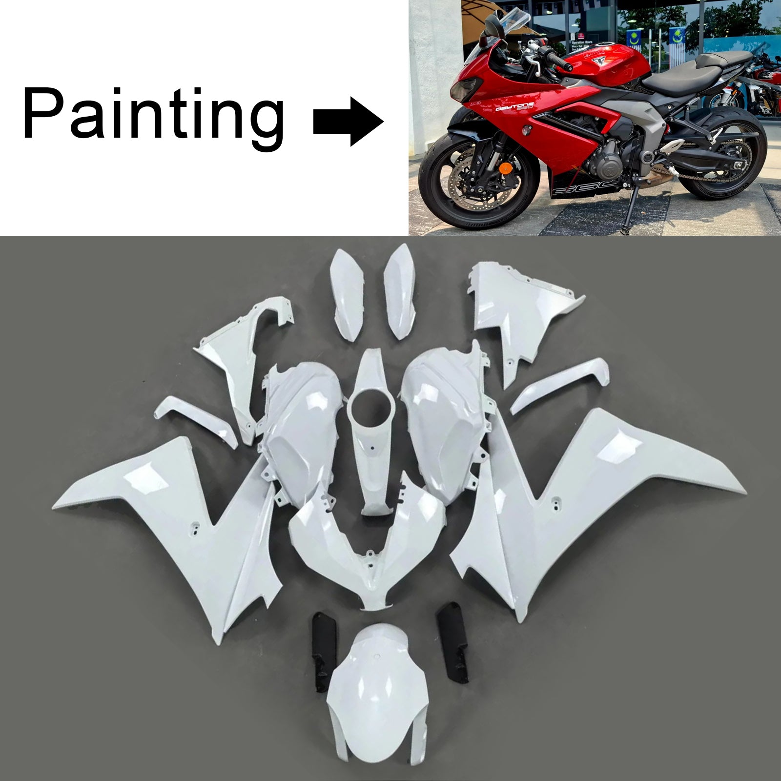 2024-2025 Triumph Daytona 660 Kit carénage injection carrosserie plastique ABS