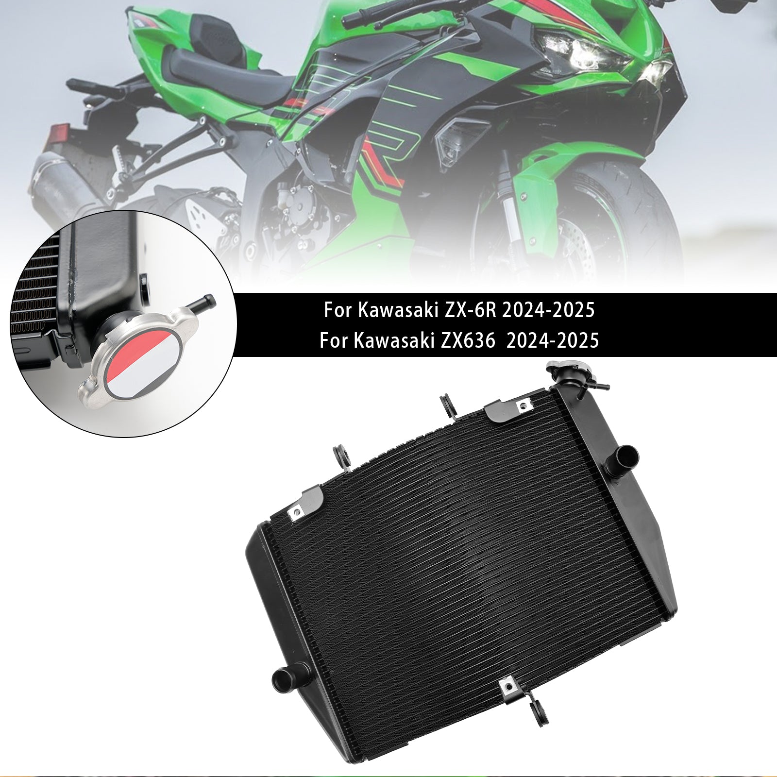 Radiator Cooling Engine Cooler For Kawasaki ZX-6R ZX636 2024-2025