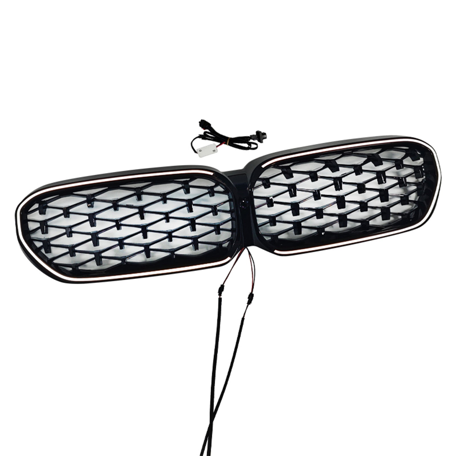 Diamond Front Kidney Grill Grille Fit BMW 5 Series G30 G38 2021-2024 Black