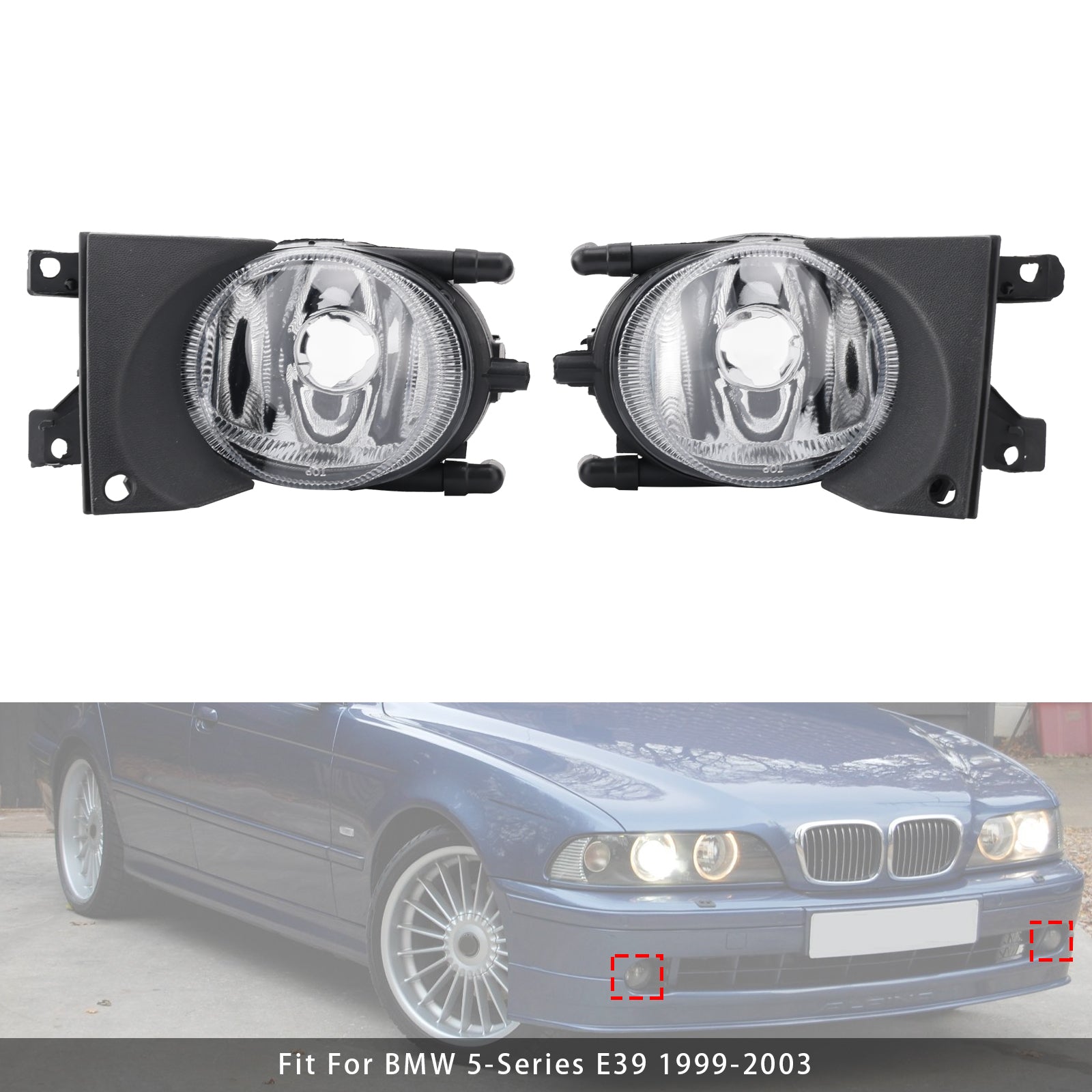 1999-2003 BMW E39 5-sériu párov predný nárazník Hmlové svetlo bez žiaroviek