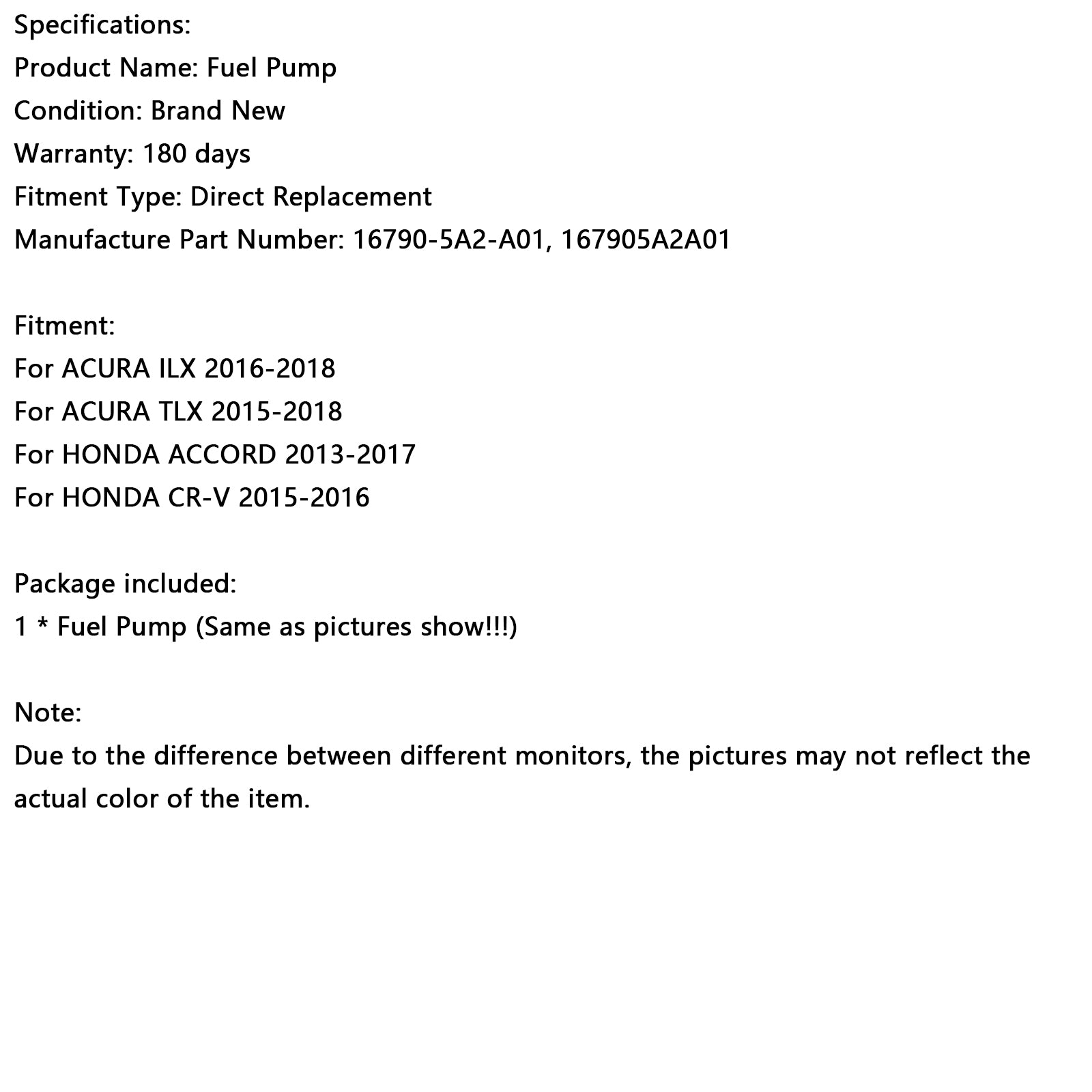 Høytrykks drivstoffpumpe 16790-5A2-A01 Fit Honda Accord 2013-14 Fit Acura 2015-2016