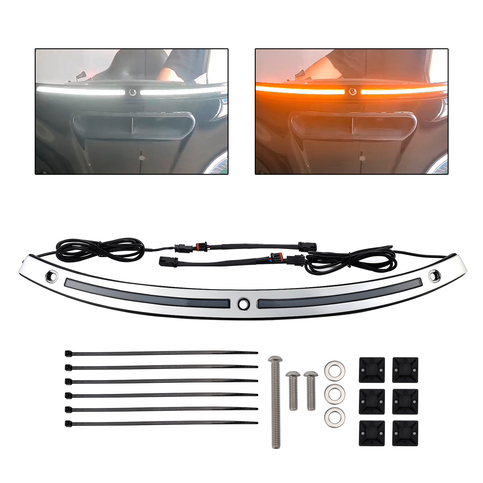 2014+Touring Electra Glide Street Glide Ultra Limited LED Running Turn Signal Light Windshield Trim