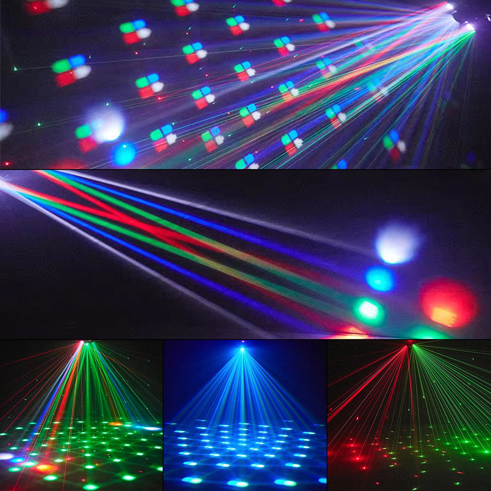 Bewegend hoofdlicht Roterende discobal Laserstraal Strobe Afstandsbediening DMX-podiumlicht