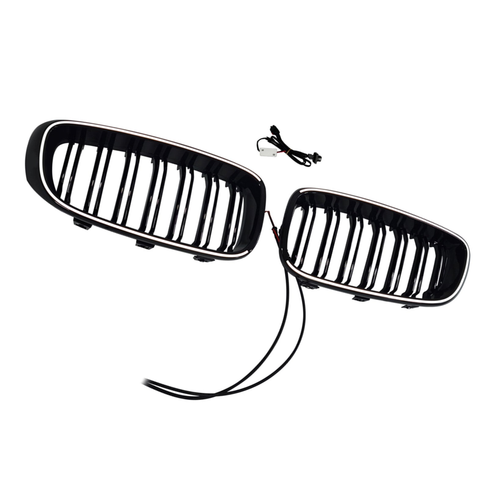 Dual Slat Front Bumper Grille Fit BMW 3 Series F34 GT 2013-2019 Gloss Black