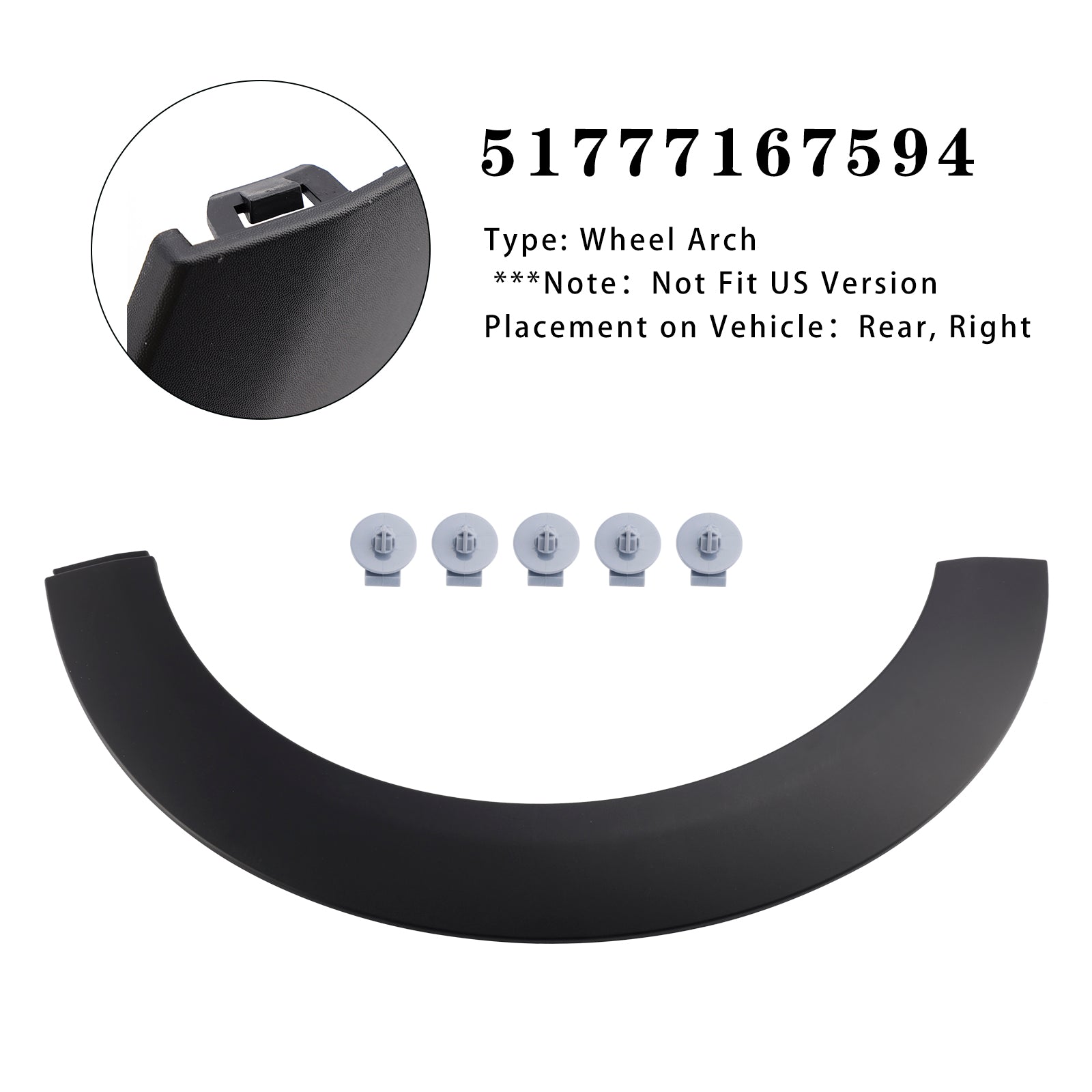 2007-2013 MINI Clubman R55 Cubierta embellecedora de arco de rueda O/S trasera (derecha)