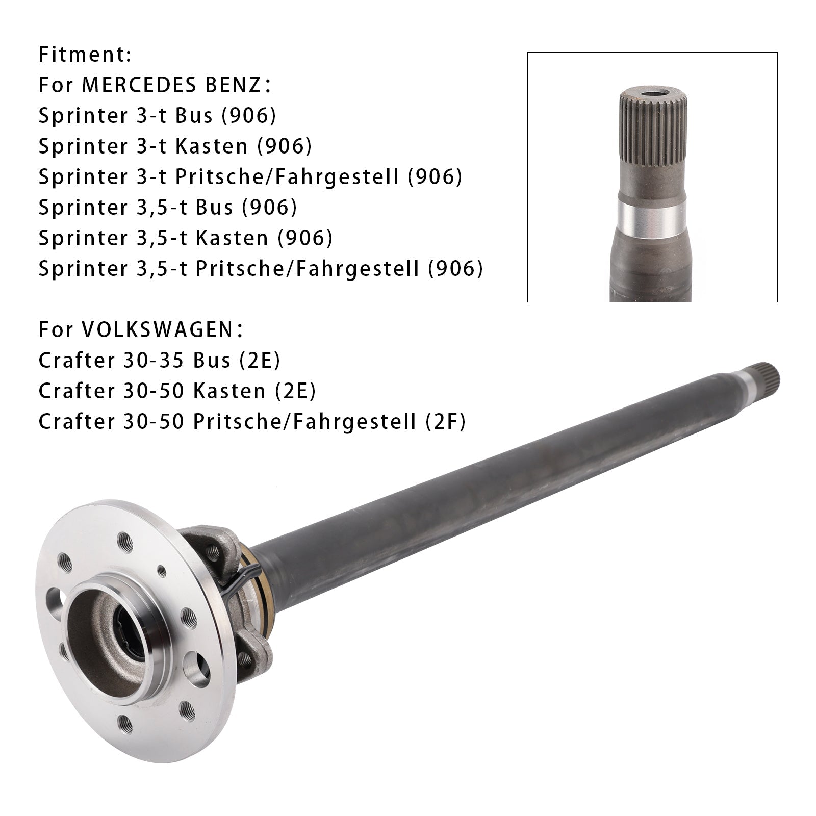 MERCEDES BENZ Sprinter 3,5-t Pritsche/Fahrgestell (906) Bakre Höger Drivaxel Kardanaxel A9063504010 9063502710