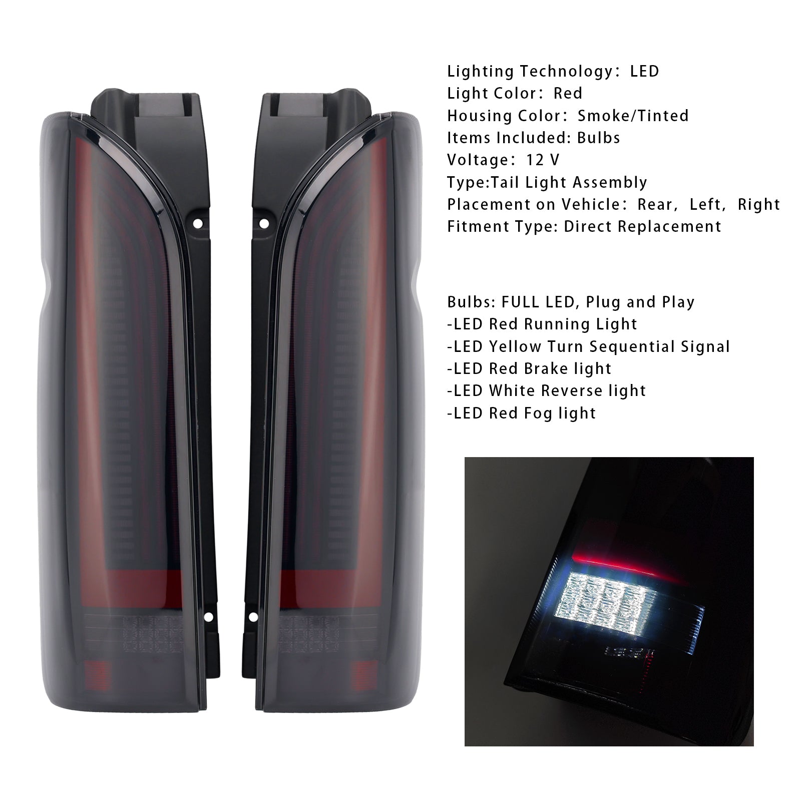 2005-2018 Toyota Hiace vľavo+Zostava pravého LED chvosta