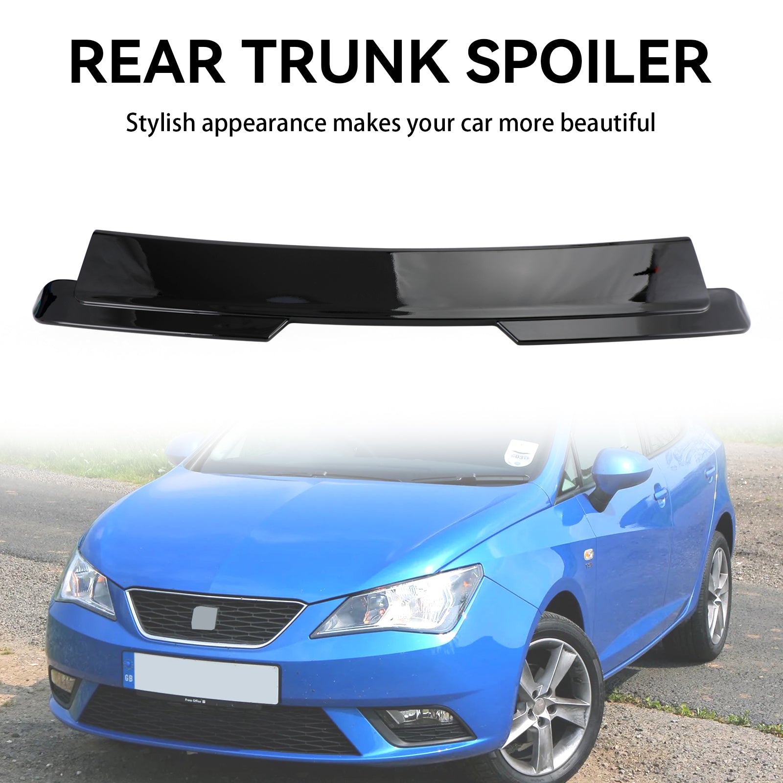 2008-2017 Seat Ibiza 6J 4/5 portes aileron d'aile de toit arrière noir brillant