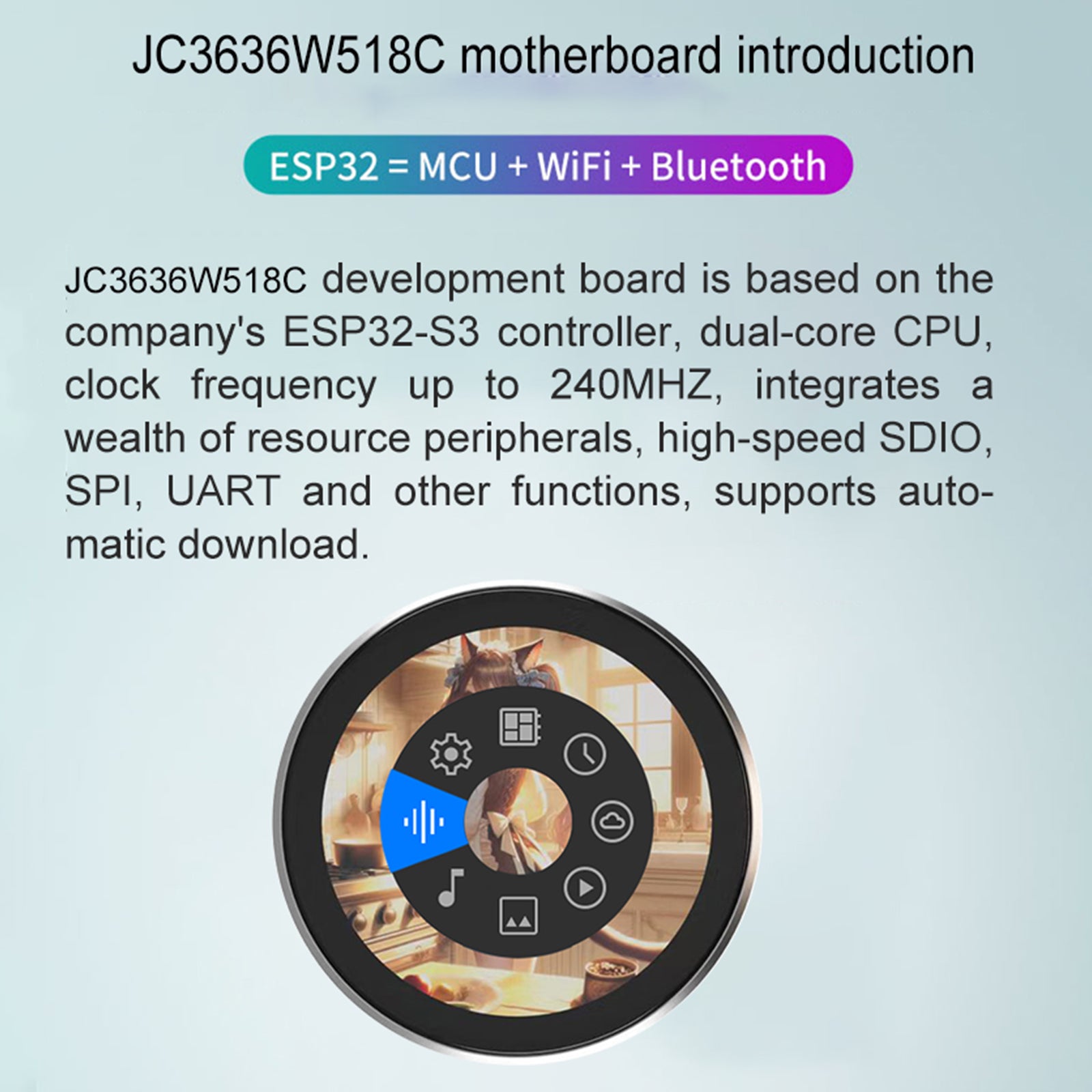 ESP32-ontwikkelingsbord 1,8-inch capacitief touchscreen Smart Display Audiospectrum