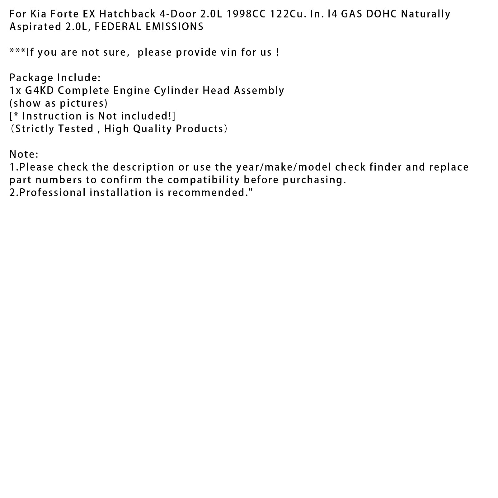 2007�C2014 Hyundai Sonata G4KD Complete Engine Cylinder Head Assembly