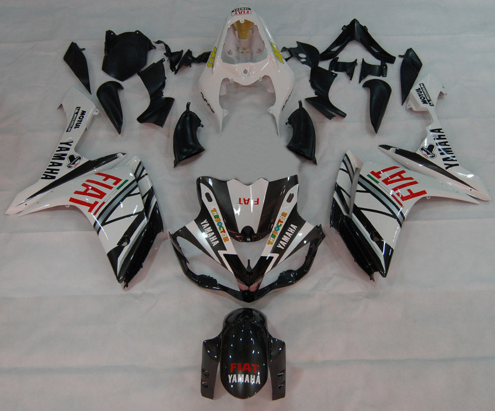 2007-2008 Yamaha YZF-R1 zwart wit FIAT Racing stroomlijnkappen algemeen