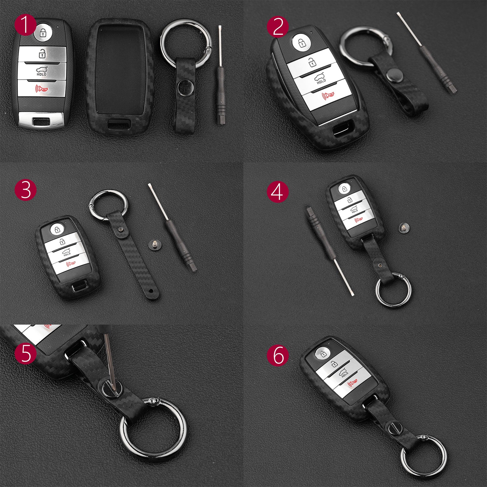 Leather Silicone Car Key Case Cover With Buckle For Kia