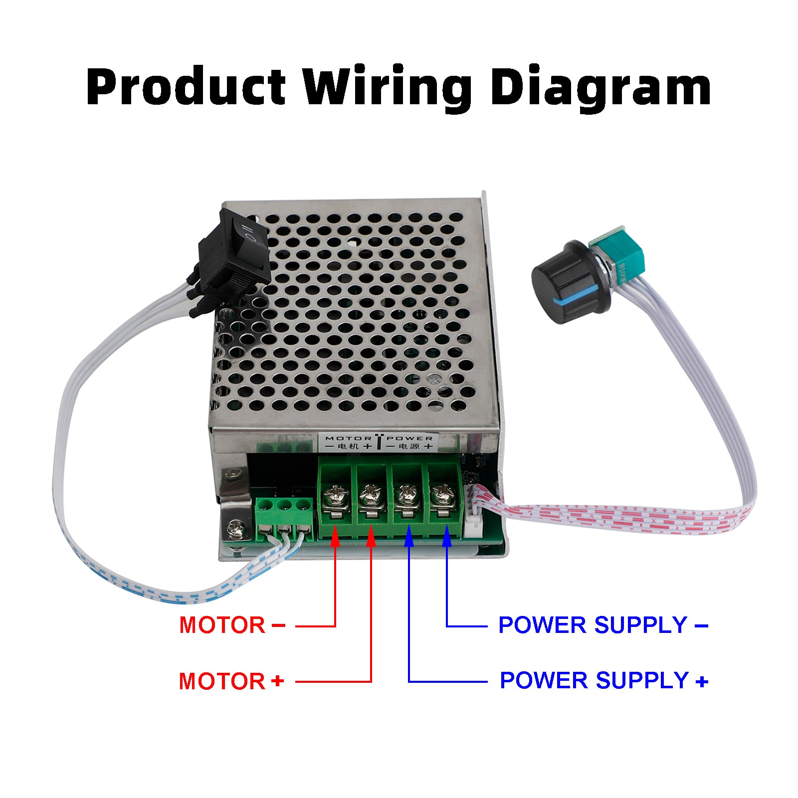 Contrôleur de vitesse de moteur DC10V-50V 12V 24V 36V 40A PWM DC, interrupteur réversible CW CCW