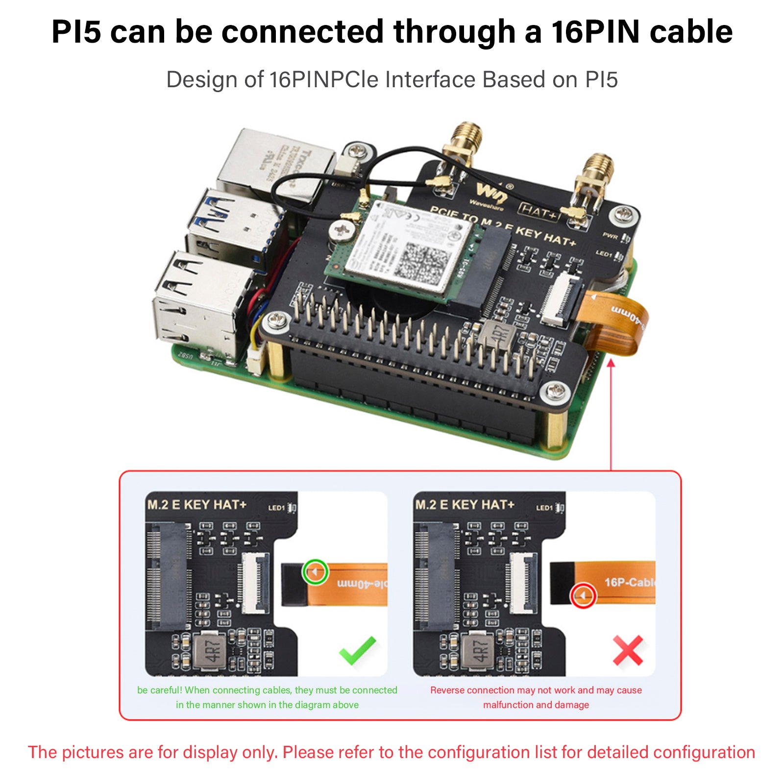Placa de expansión Raspberry Pi 5 PCIe a M.2 E Key para tarjeta de red inalámbrica NGFF