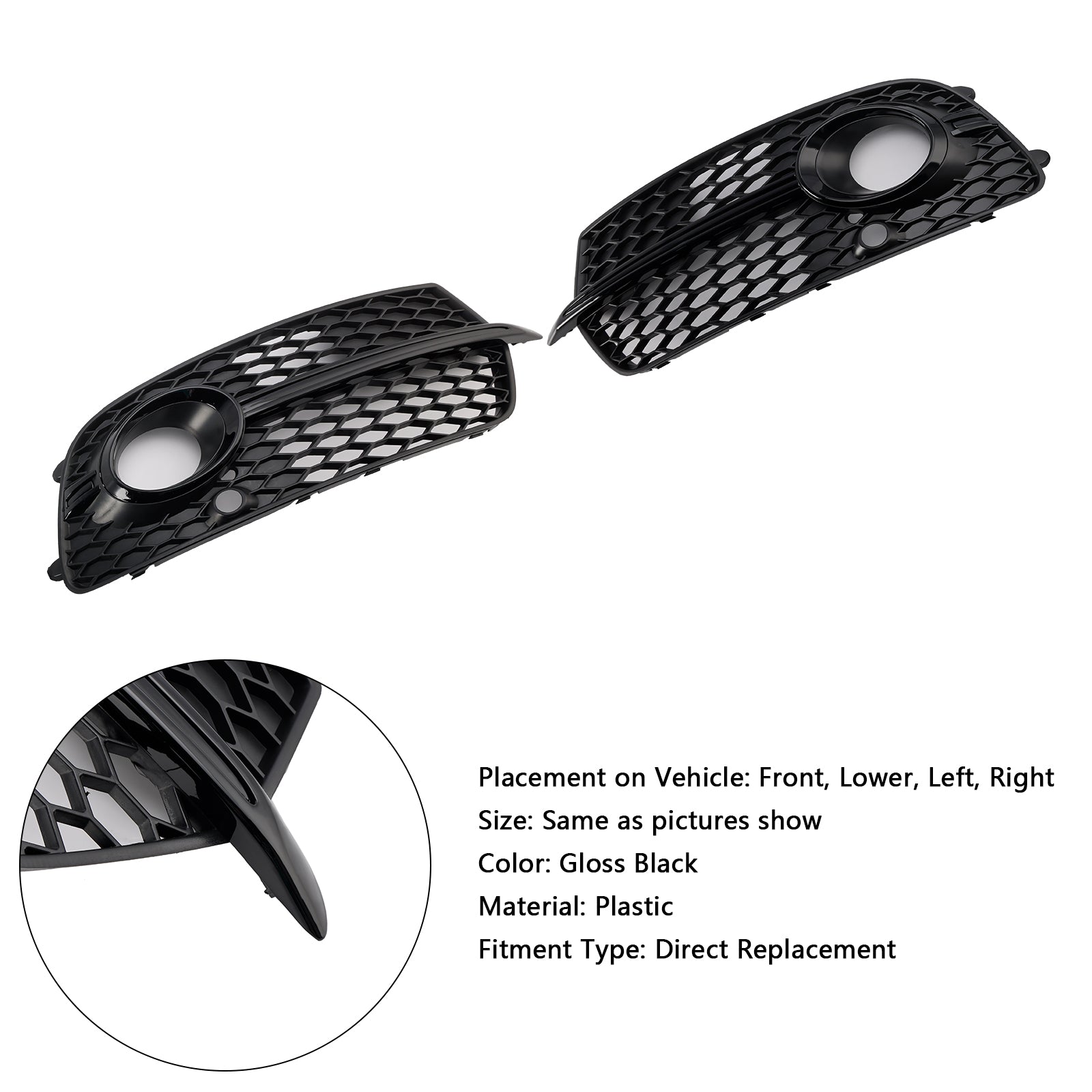 Voorbumper Mistlamp Grill Grille Fit Audi Q5 S-Line SQ5 2013-2017 Zwart