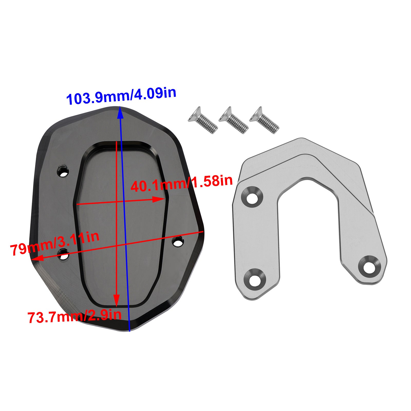 Coussin de plaque d'agrandissement de béquille adapté à Ducati Scrambler 400/800/1100 2015 – 2020