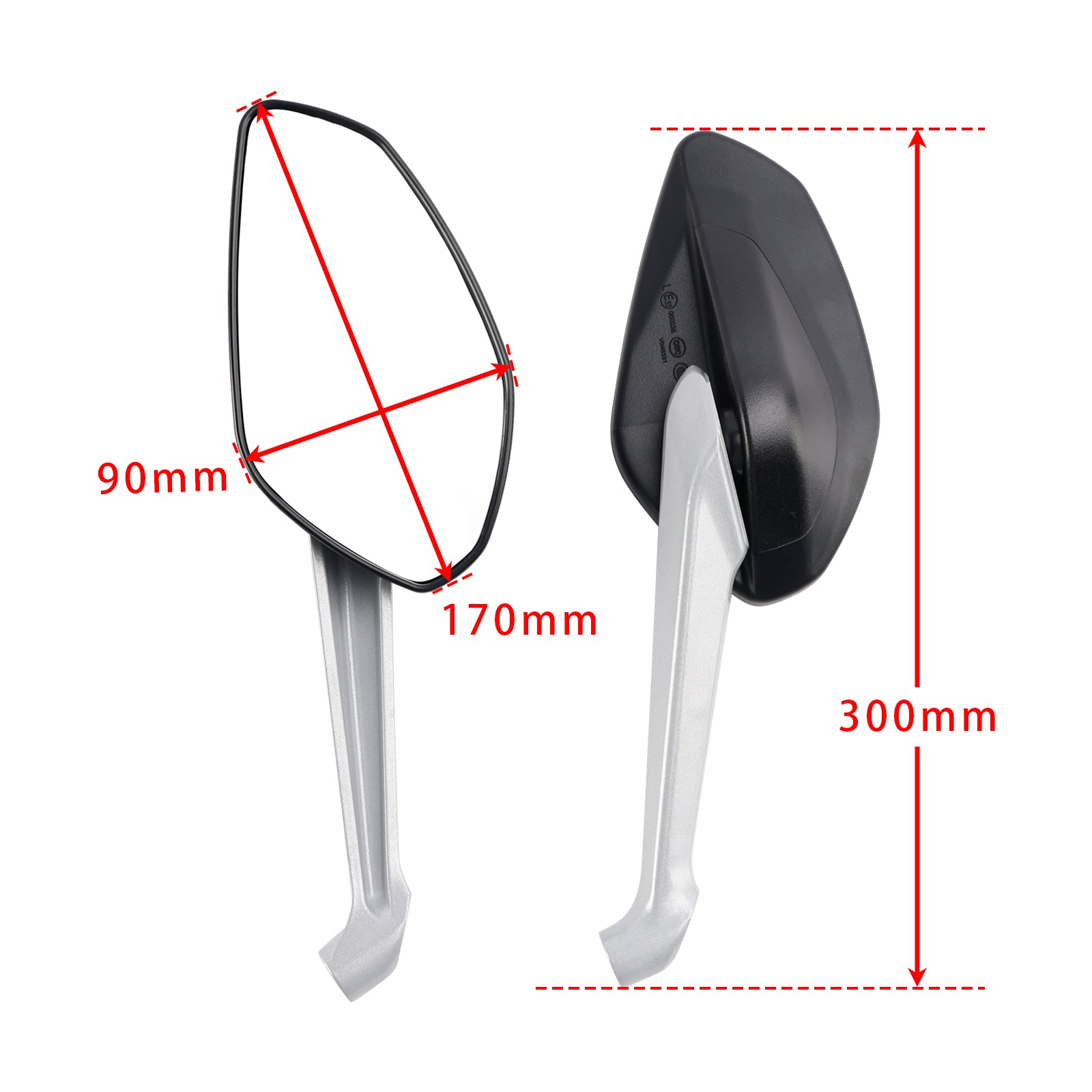 ZWART PAAR ACHTERUITKIJKSPIEGELS VOOR DUCATI MONSTER 797 821 STRIPES 1200 S 2014-2017