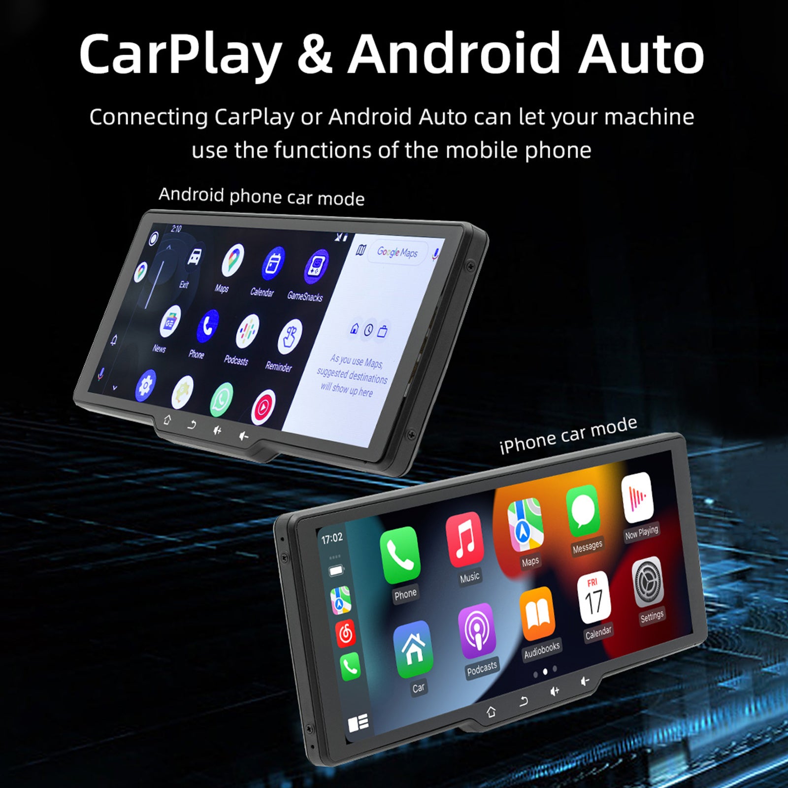 10.26" Screen Portable Wireless Carplay Car Bluetooth MP5 Player + 4 LED Camera