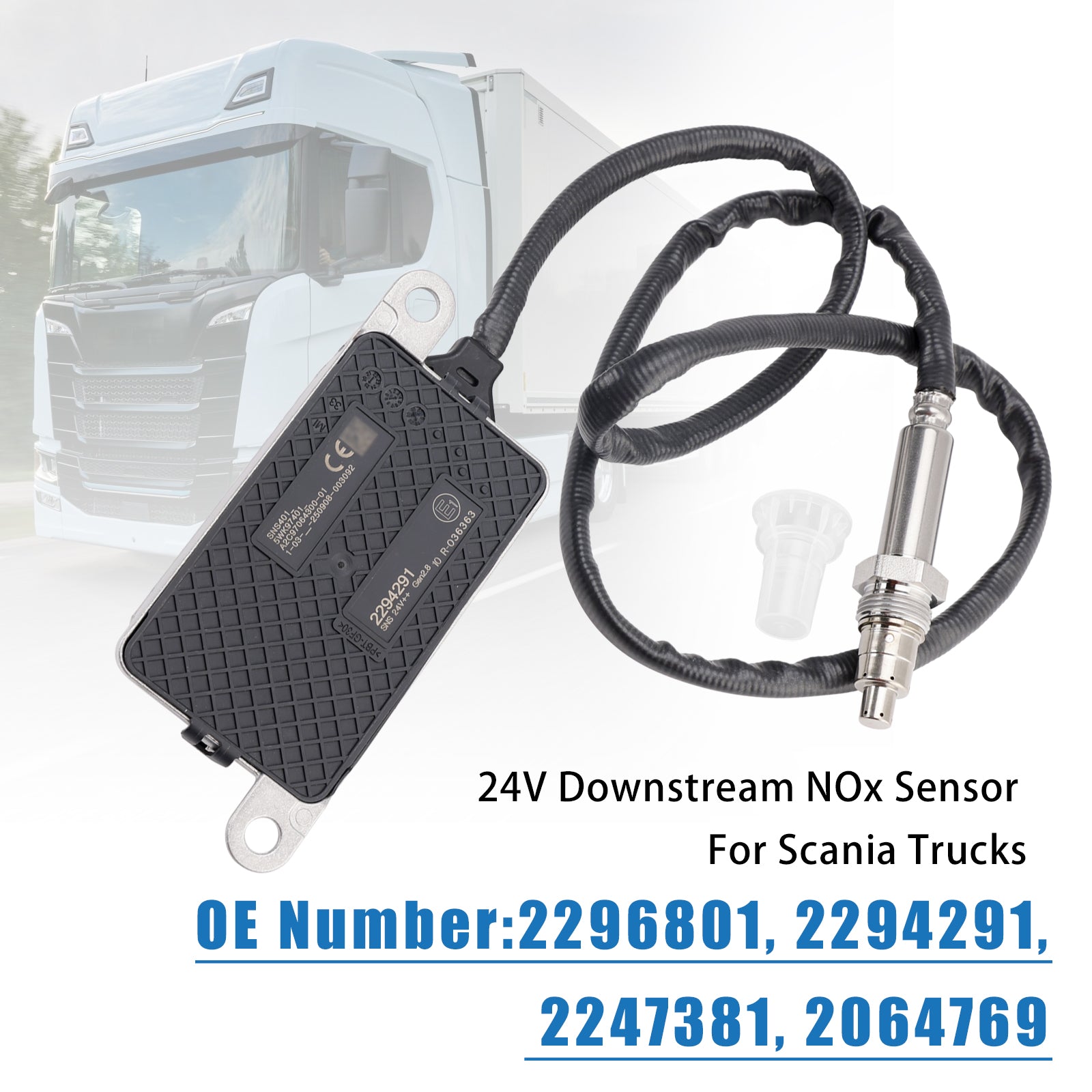24V Downstream Nitrogen Oxygen NOx Sensor 2294291 For Scania Trucks