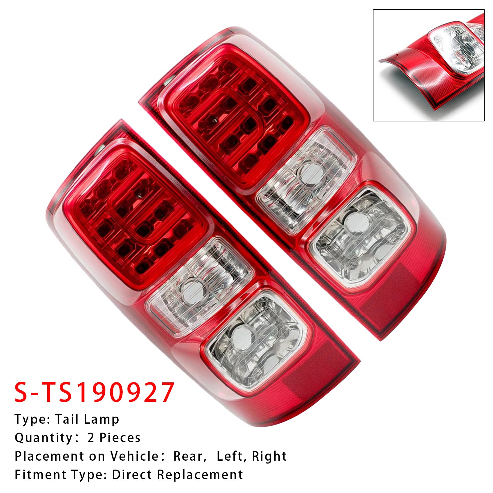 2012-2019 Chevrolet Colorado Holden LTZ 2.8 LH+RH zadná zadná žiarovka LED LED