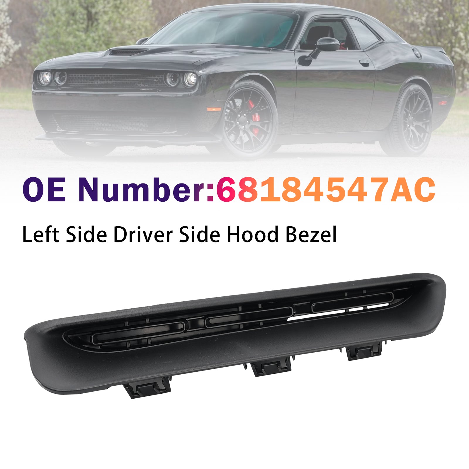 Left Side Driver Side Hood Bezel 68184547AC For Dodge Challenger 2015-2023