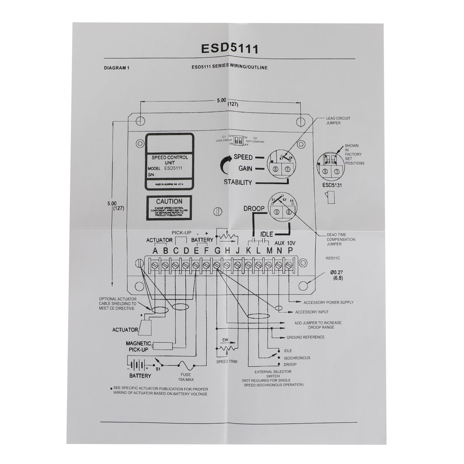 ESD5111 Generator Genset Onderdelen Elektronische motortoerentalregelaar Gouverneur