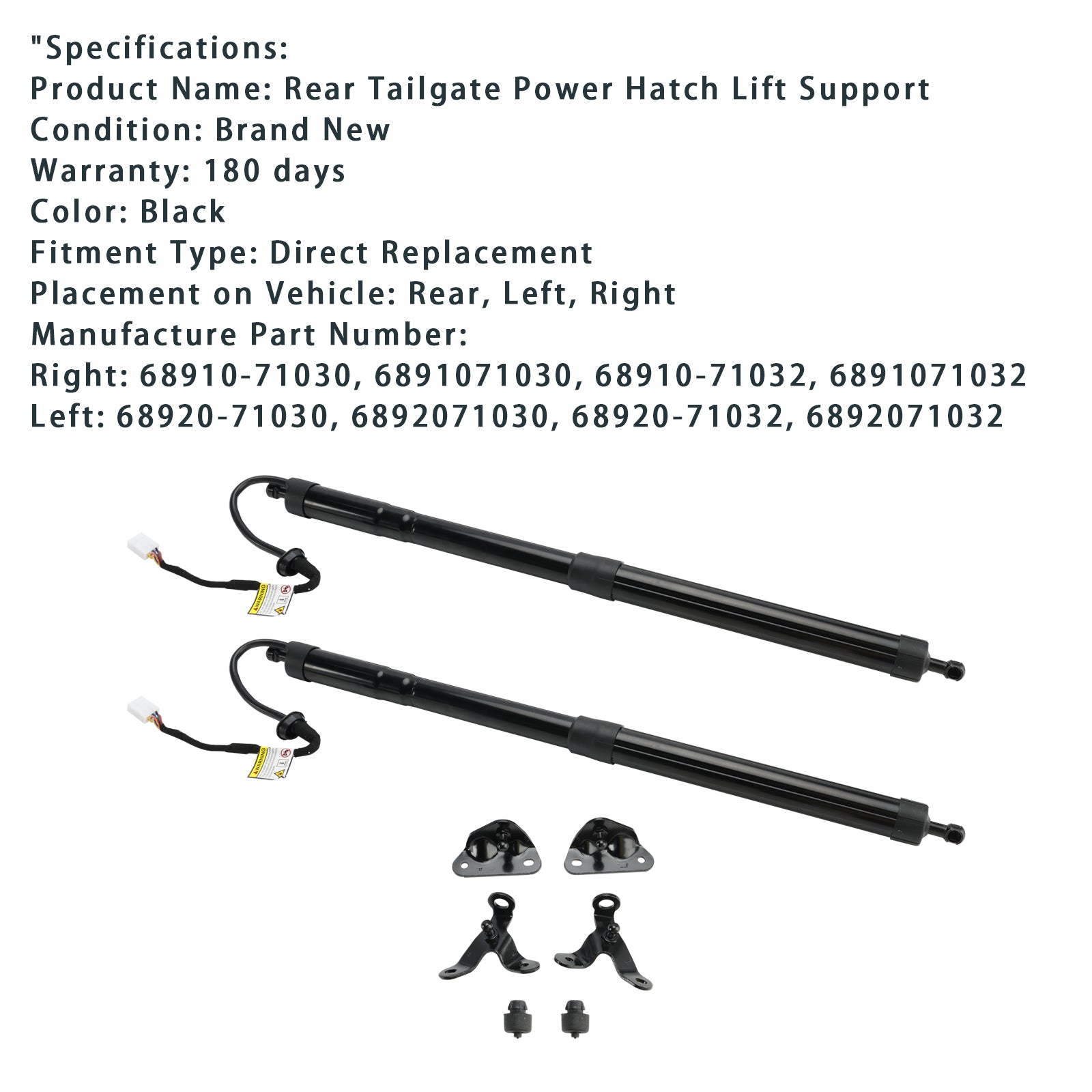 Contrefiche à gaz de hayon électrique Toyota Fortuner 2015-2020 6892071030 6891071032