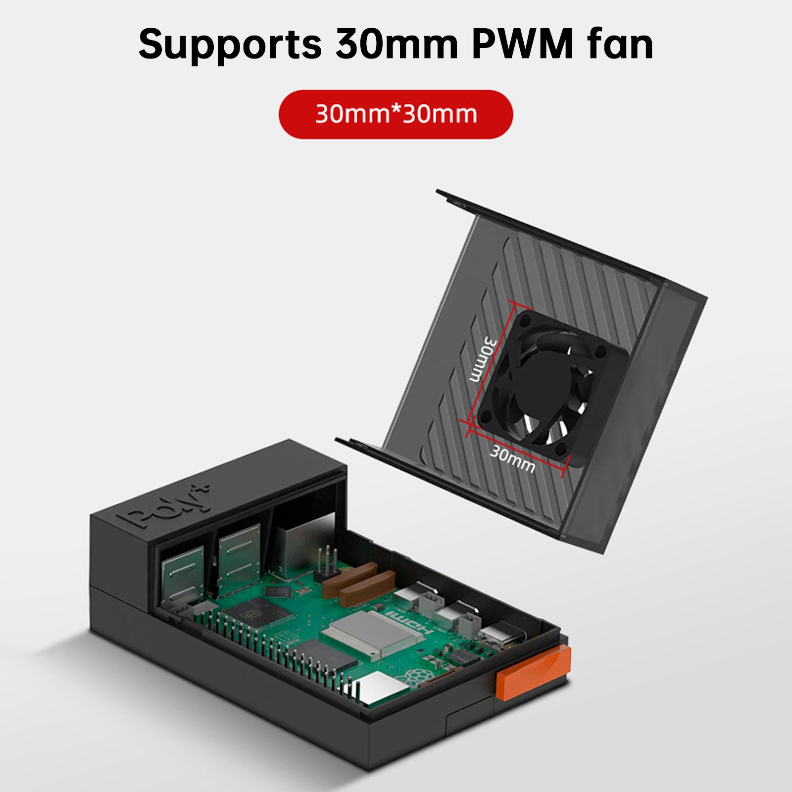 Raspberry Pi 5 POLY5+ behuizing Argon POLY 5+ doos Compatibel met PWM koelventilator ABS