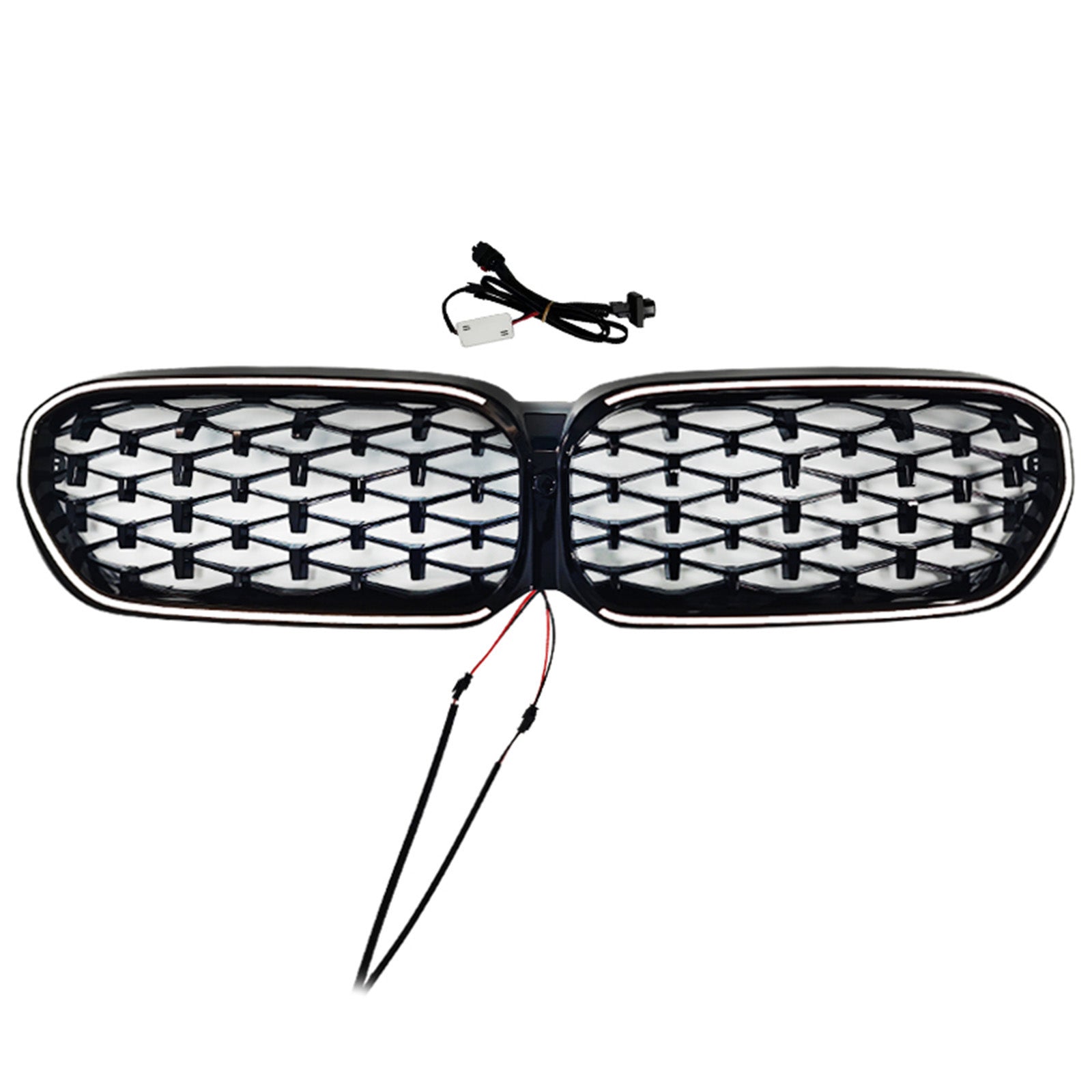 Diamond Front Kidney Grill Grille Fit BMW 5 Series G30 G38 2021-2024 Black