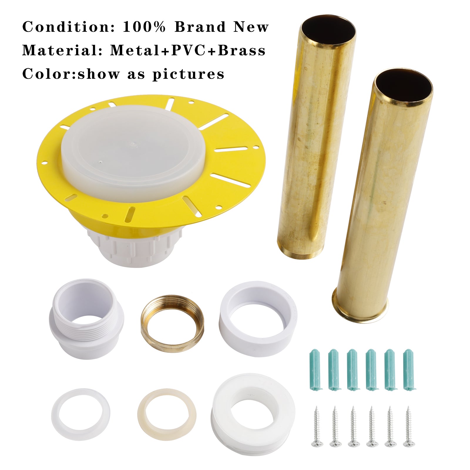 Kit d'installation pour baignoire autoportante avec tuyau en PVC blanc et tuyaux en laiton