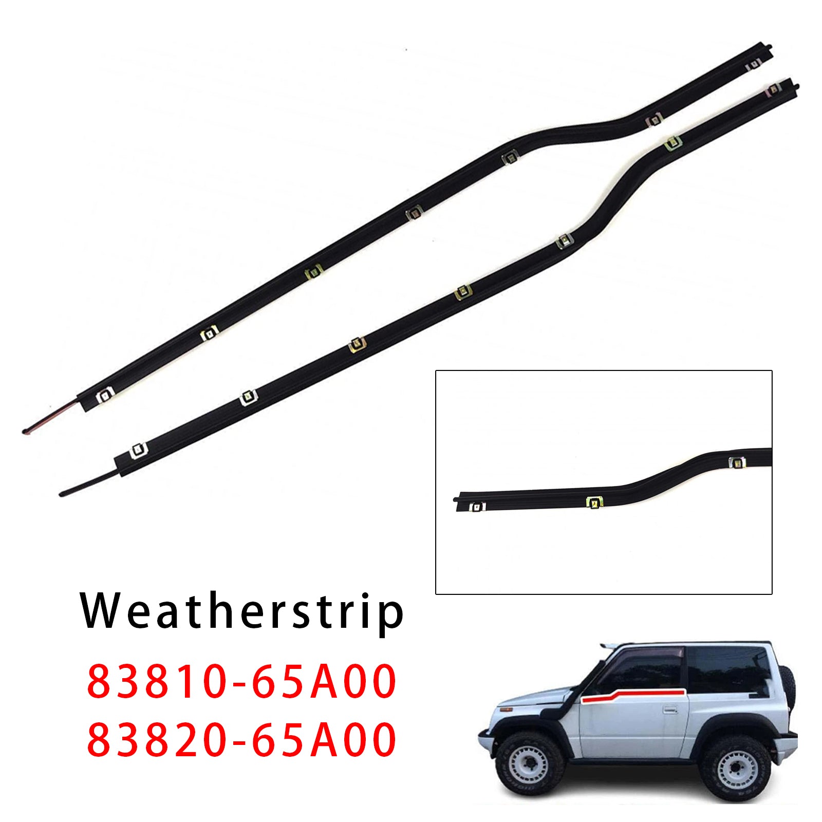 2PCS Door Belt Weatherstrip For Suzuki Vitara Se416 2D Escudo Sidekick 1988-1998