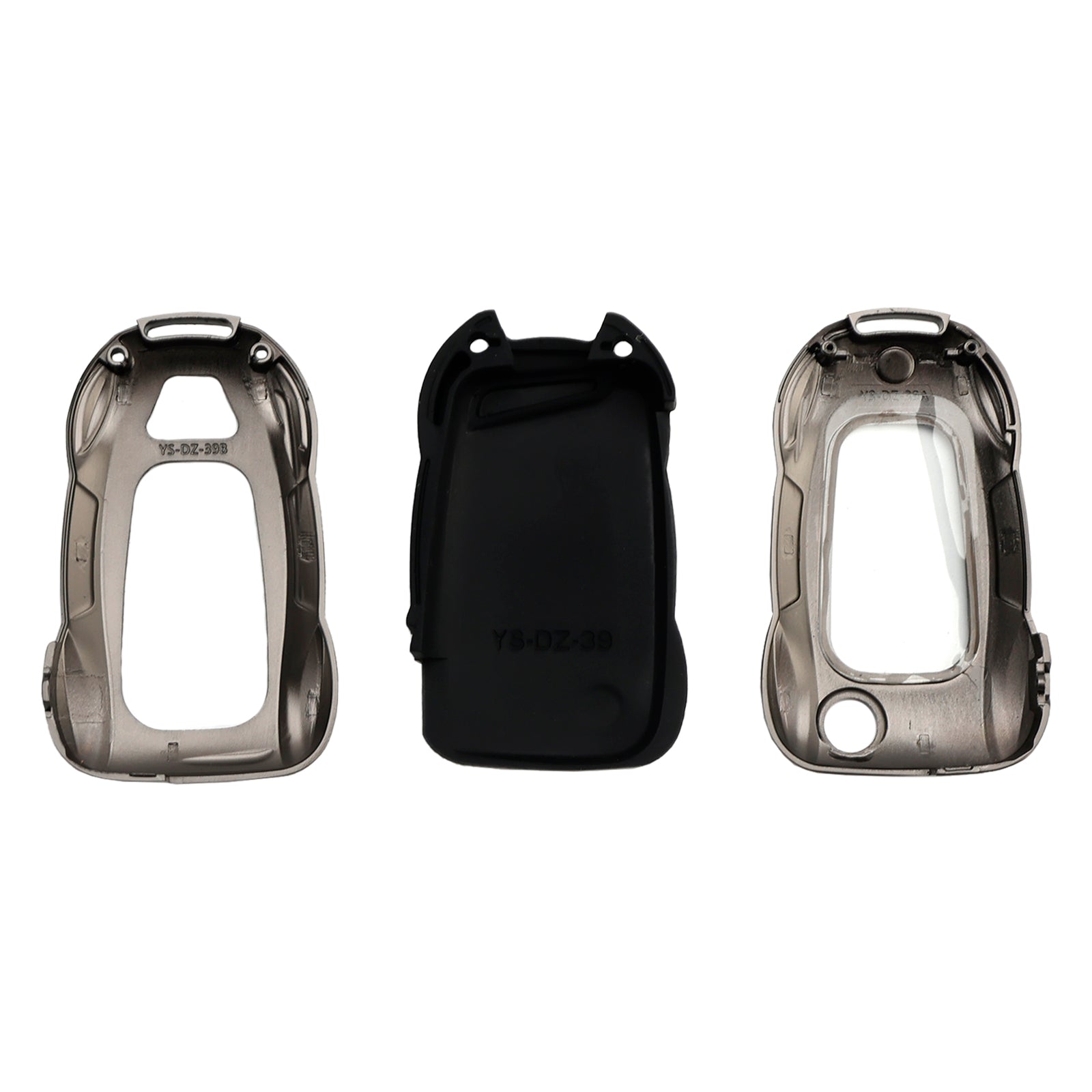 Leather Alloy Zinc Car Key Gray Case Cover For VW Polo Skoda