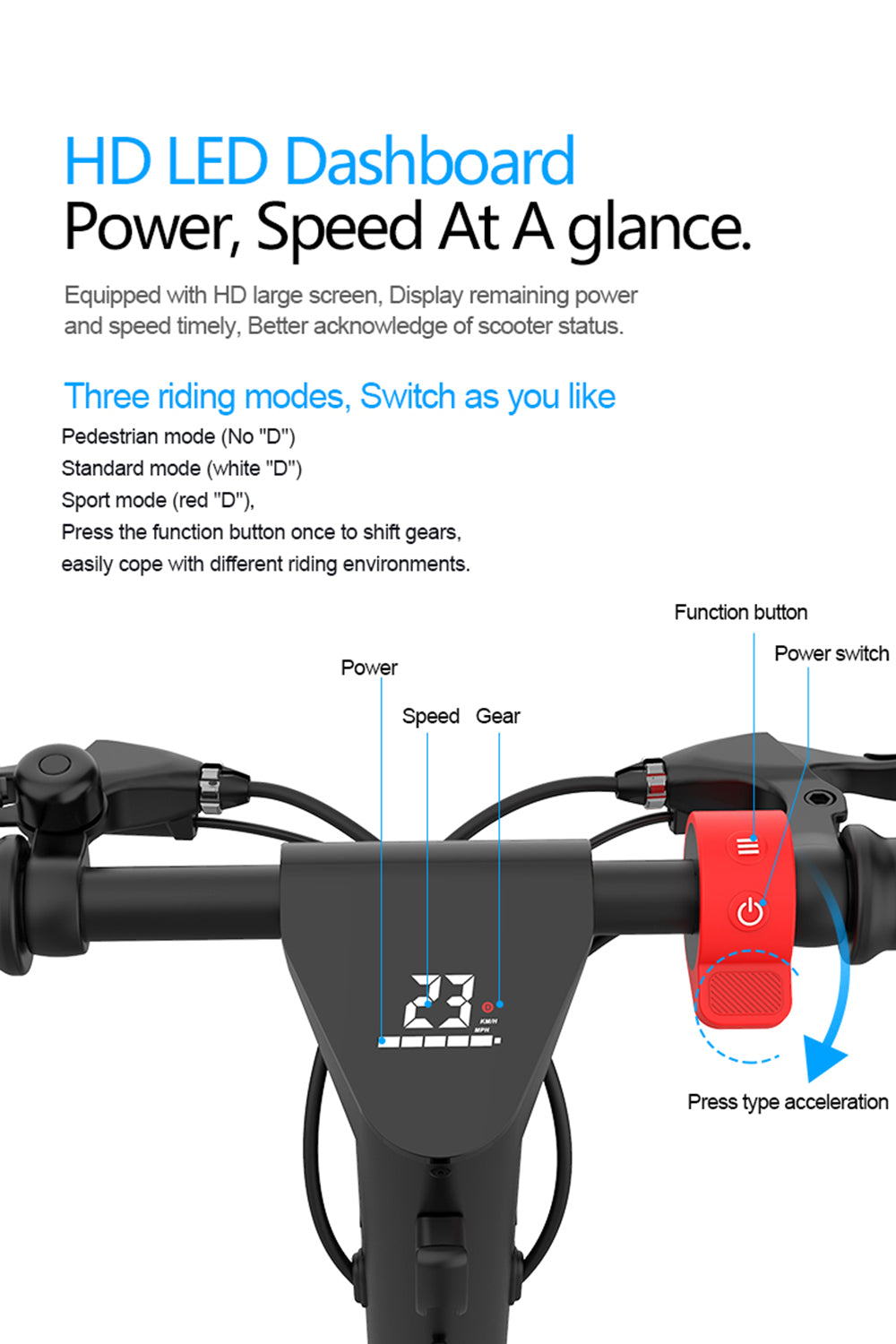 10" Folding Electric Scooter 500W 70KM Range 40km/h For Adult City Commute