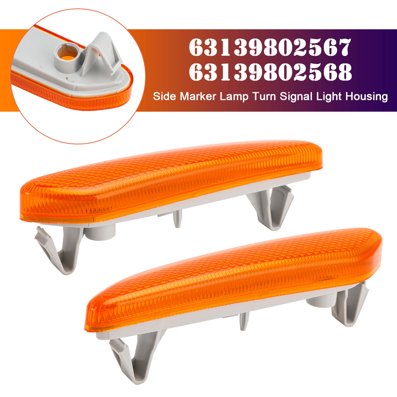 Pair Side Marker Lamp Turn Signal Light Housing for MINI R60 10-17 R61 12-17