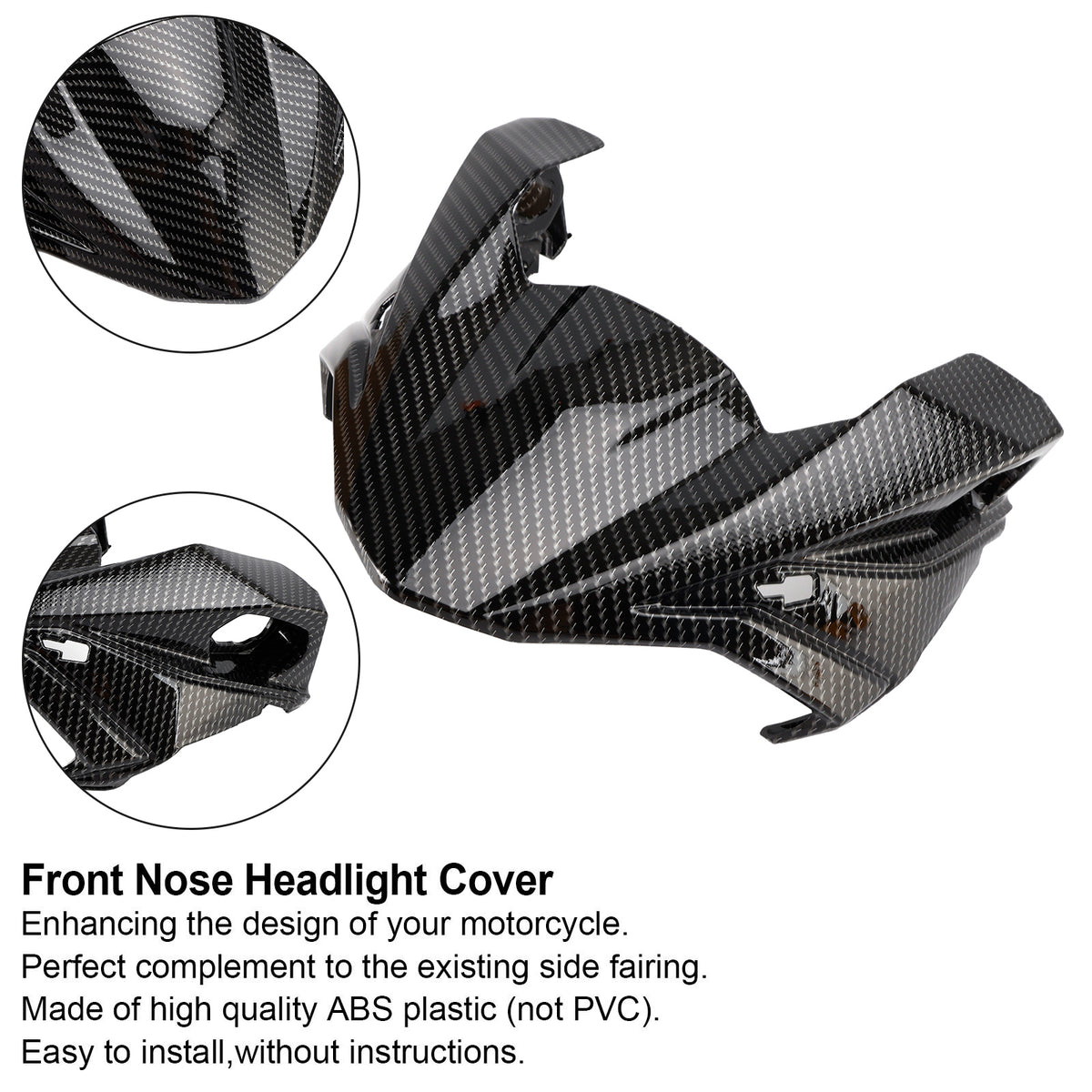 2017-2019 Kawasaki Z650 Carbon Front Nose Headlight Cover Surround Fairing Generic
