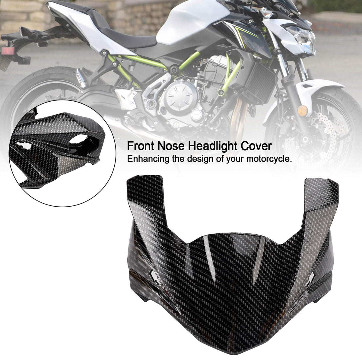 2017-2019 Kawasaki Z650 Carbon Front Nose Headlight Cover Surround Fairing Generic
