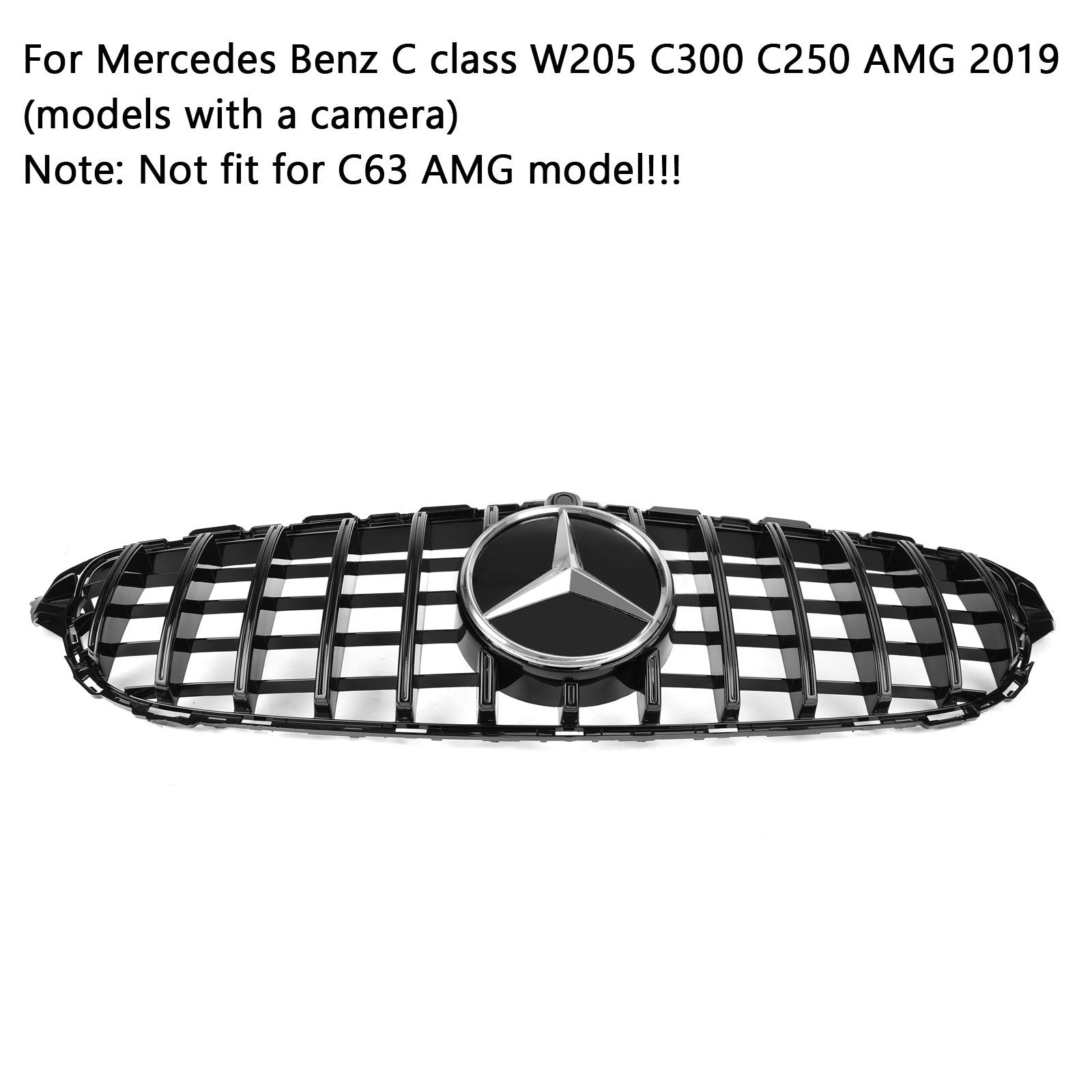 2019 2020 2021 Mercedes Benz C-klass W205 C300 C250 AMG (modeller med kamera) GTR-stilgrill Grill med kamera Generisk
