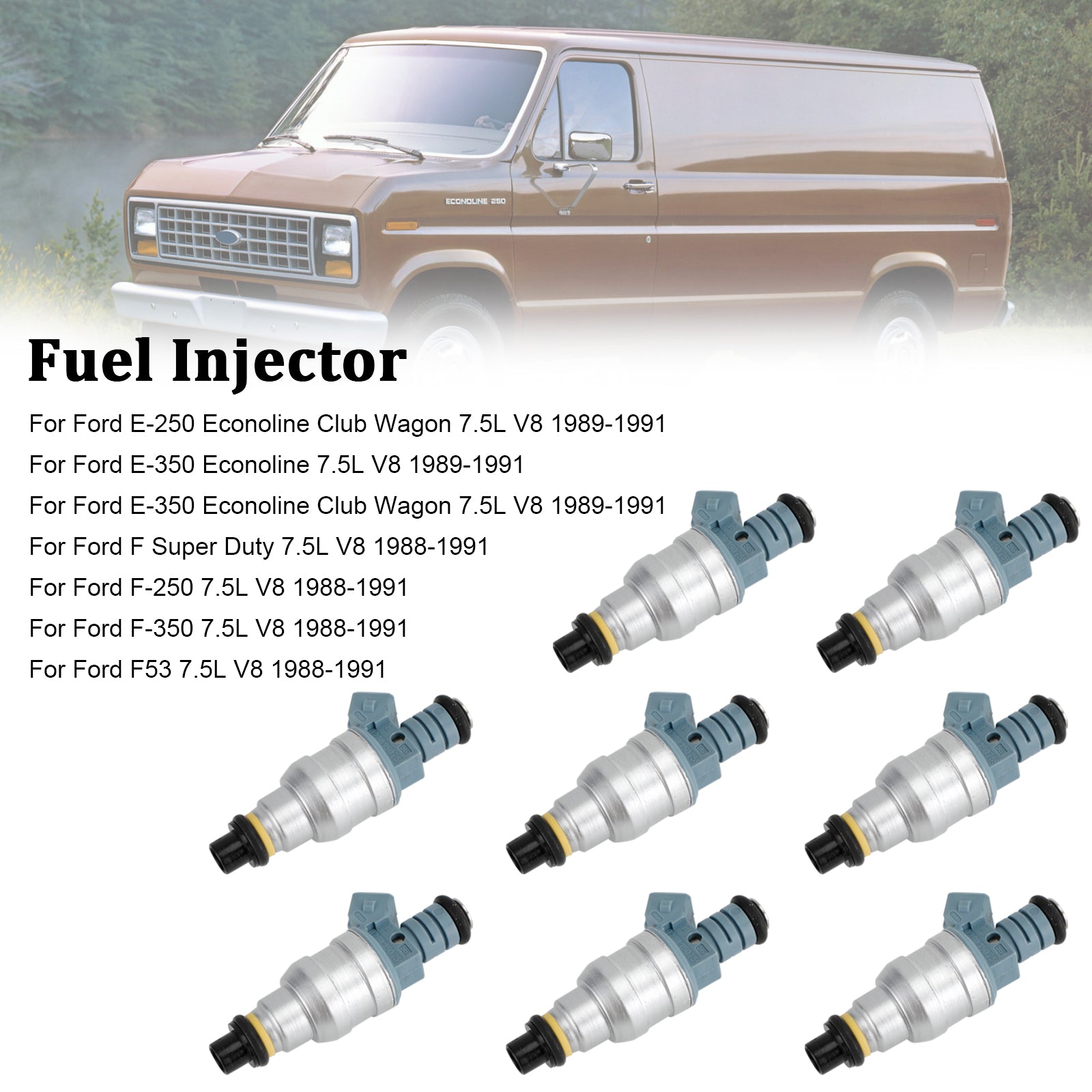 Injecteurs de carburant 0280150759 adaptés à Ford E-250 E-350 7,5l V8 1988-1991 822-11120, 8 pièces