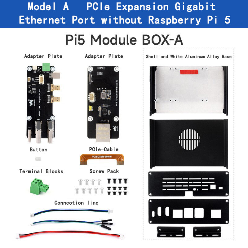 Extension Raspberry Pi 5 tout-en-un, plaque d'extension PCIE, Double sortie HDMI 4K